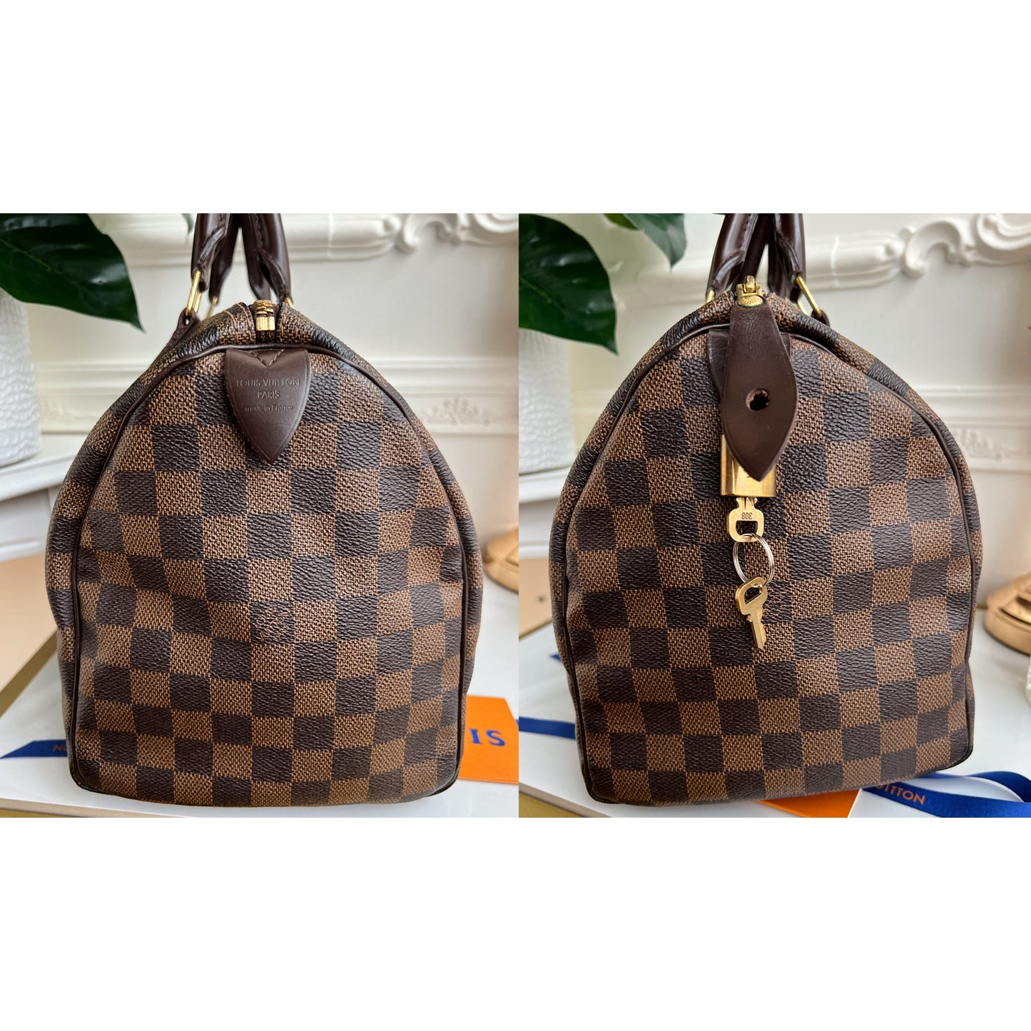 Louis Vuitton Speedy 30 Damier Ebene Satchel Brown Tote