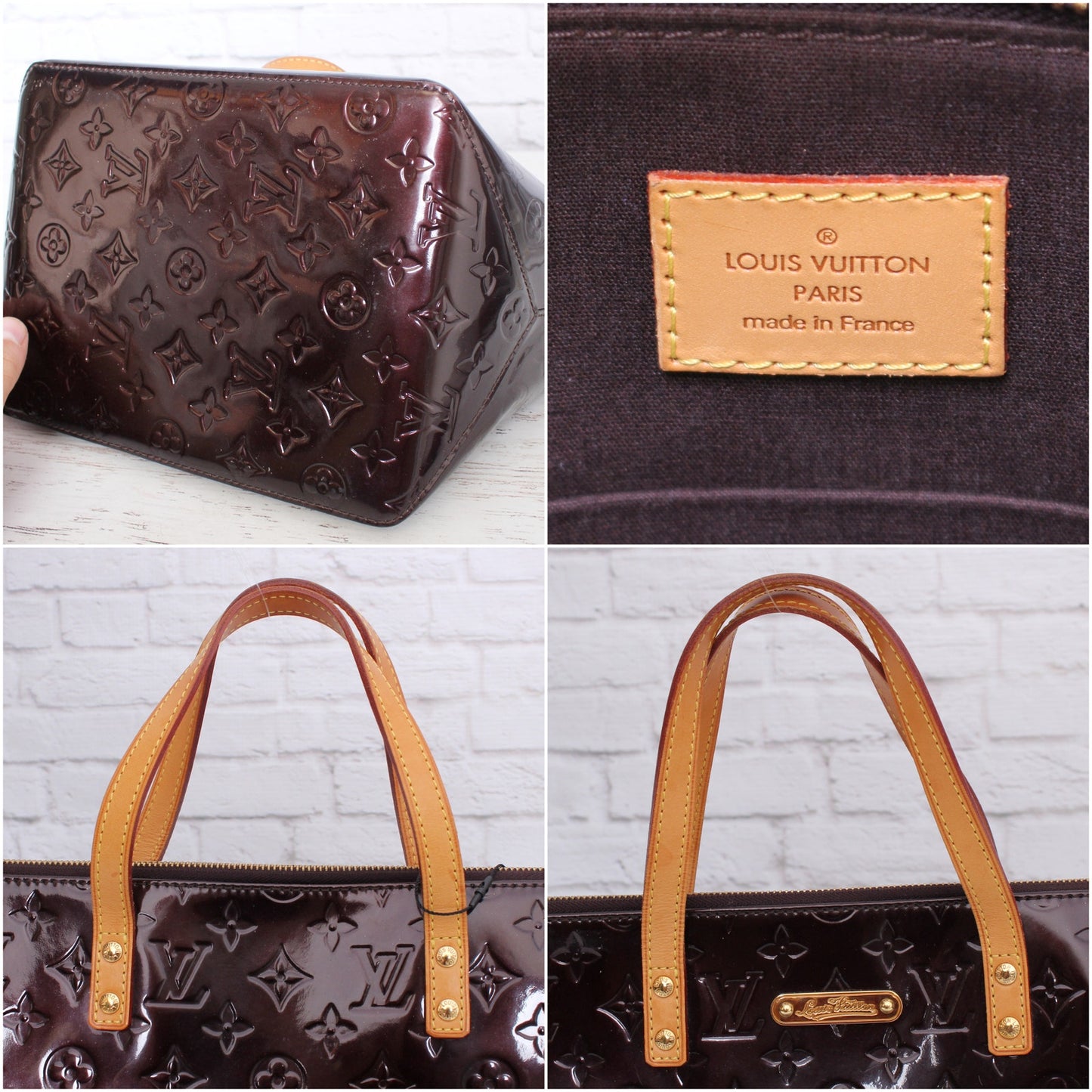 Louis Vuitton Bellevue PM Amarante Vernis Satchel Shoulder Tote Purse A5102