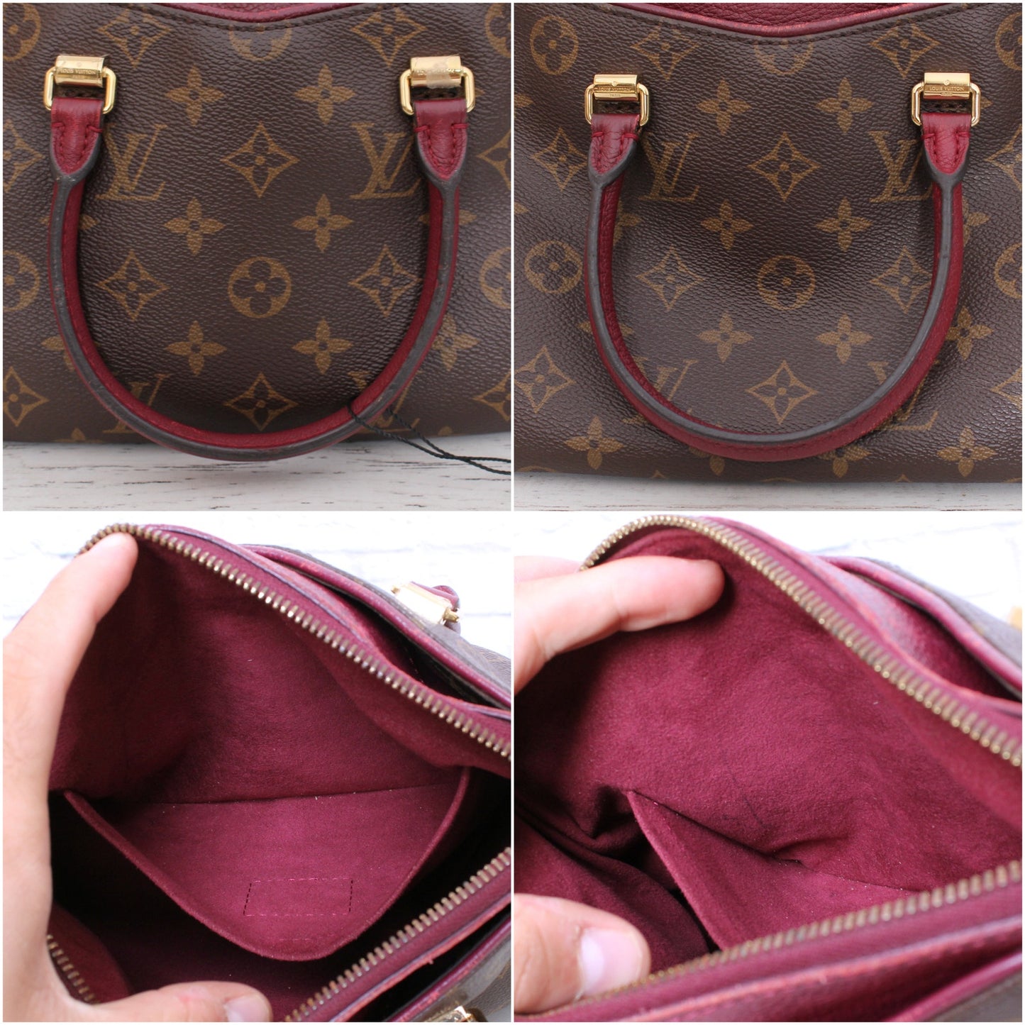 Louis Vuitton Pallas BB Monogram Raisin Satchel Crossbody Purse Tote A5089