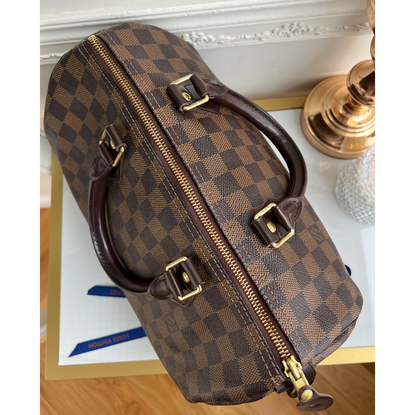 Louis Vuitton Speedy 30 Damier Ebene Satchel Brown Tote