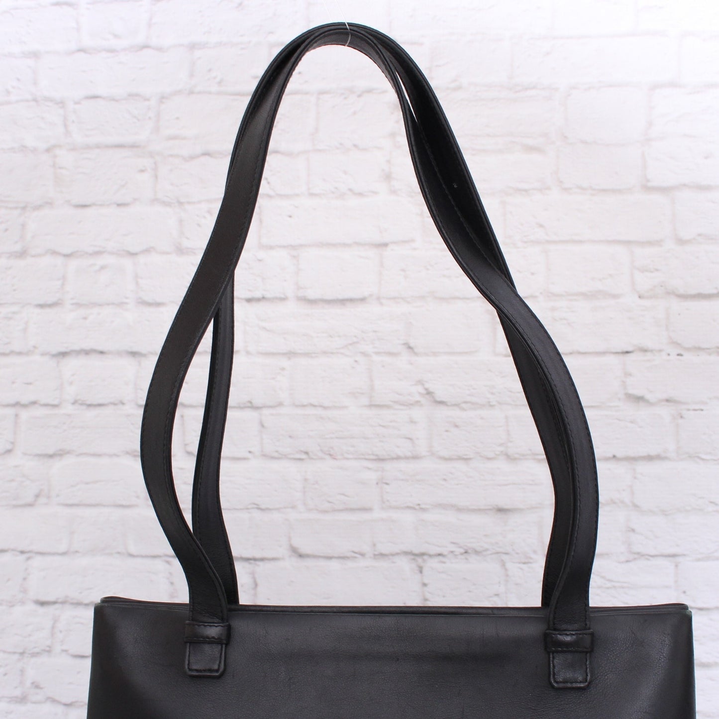 Chanel Tote Bag Black Leather Shoulder Handbag Purse A3587