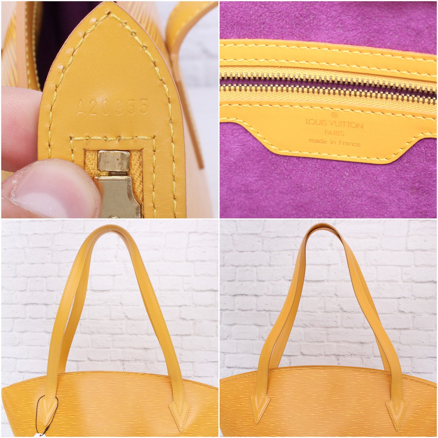 Louis Vuitton Saint Jacques GM Yellow Epi Tote Shoulder Purse Handbag A3866