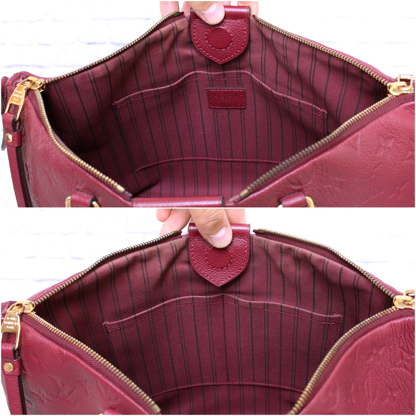 Louis Vuitton Mazarine MM Crossbody Purple Empreinte Satchel Handbag Purse A3689