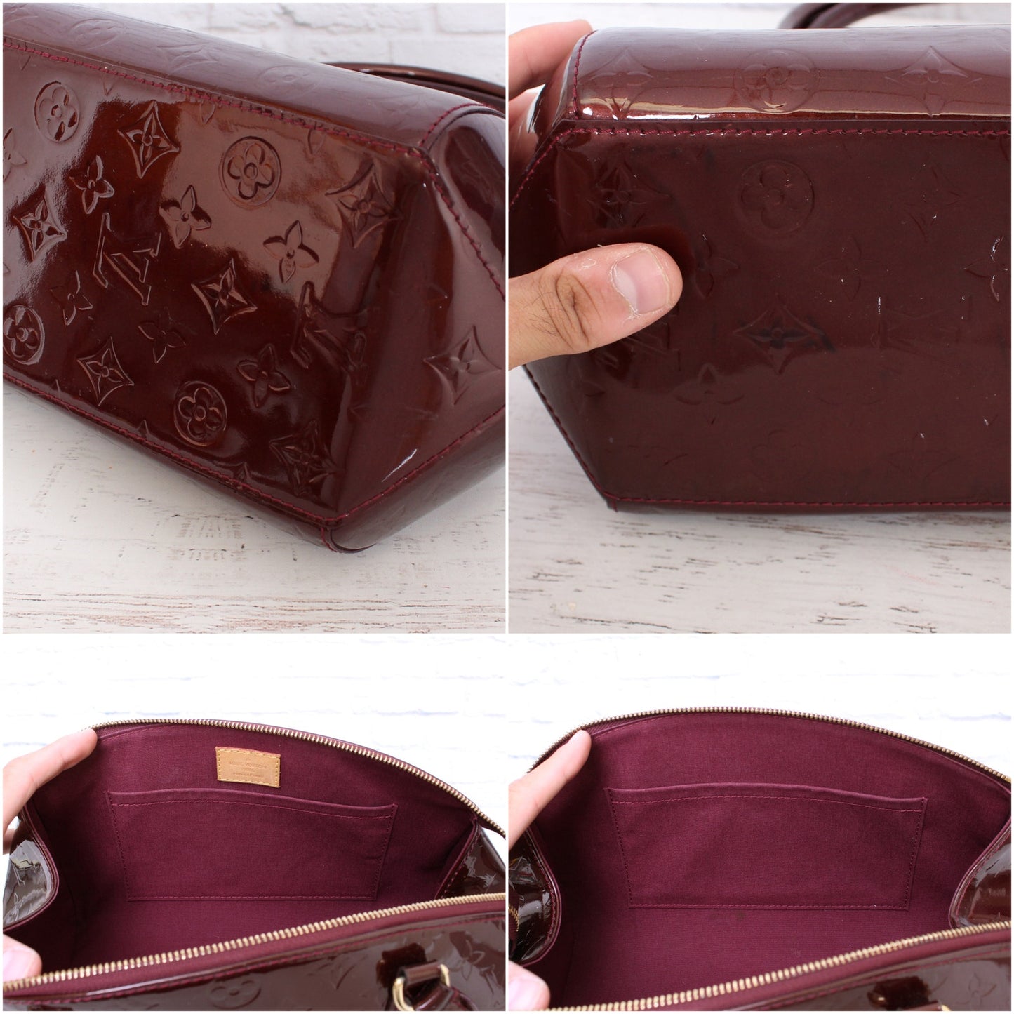 Louis Vuitton Sherwood PM Purple Vernis Satchel Shoulder Tote Purse A3577