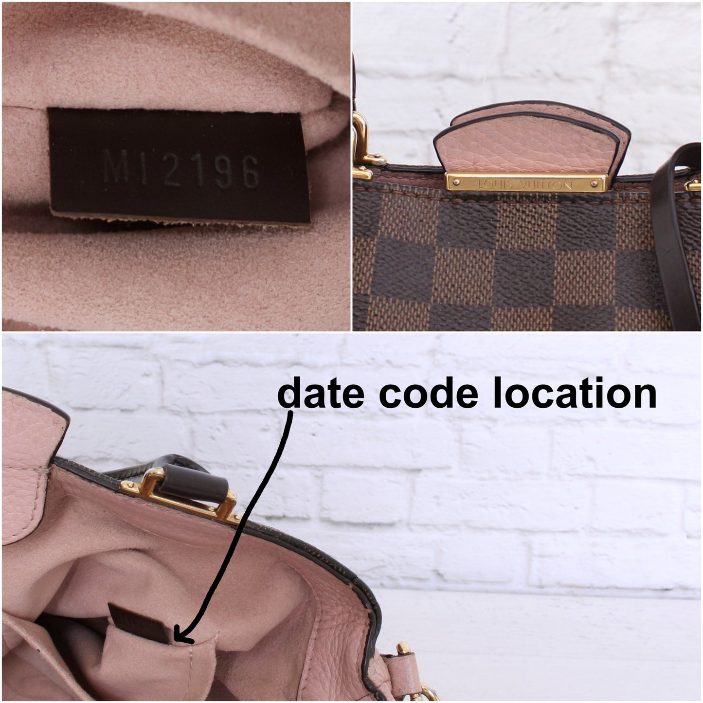 Louis Vuitton Brittany Satchel Damier Ebene Creme Taurillon Shoulder