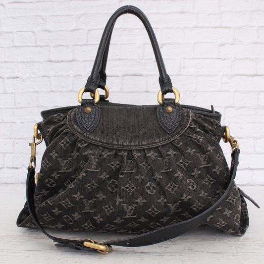 Louis Vuitton Neo Cabby MM Black Denim Strap Bag