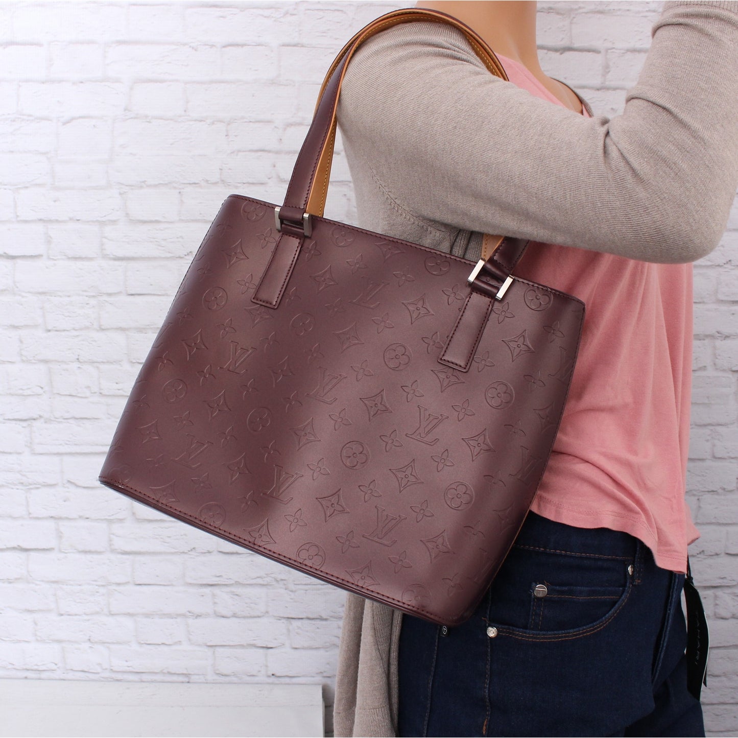 Louis Vuitton Stockton Purple Matte Vernis Satchel Shoulder Handbag Purse A4999