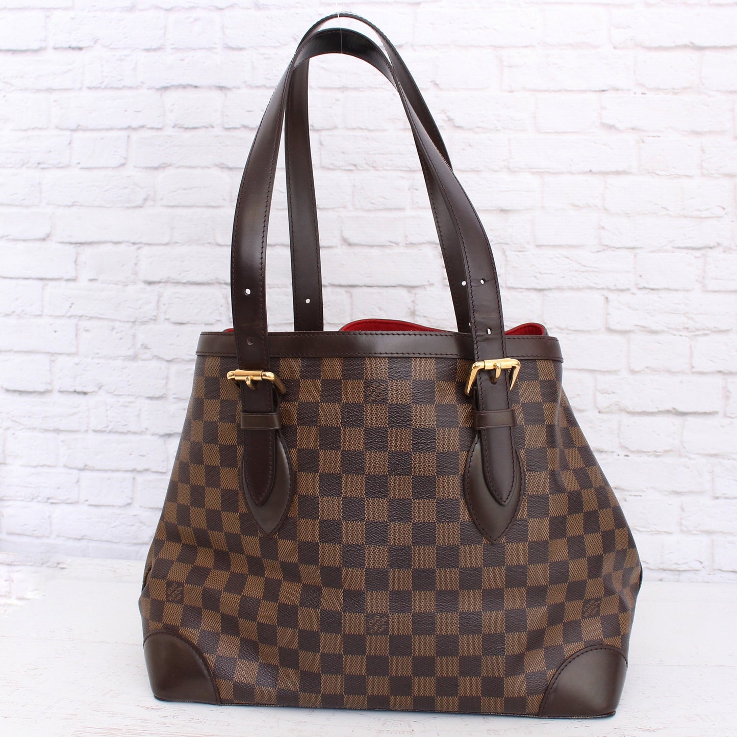 Louis Vuitton Hampstead MM Damier Ebene Tote Brown Shoulder Purse Handbag A3393
