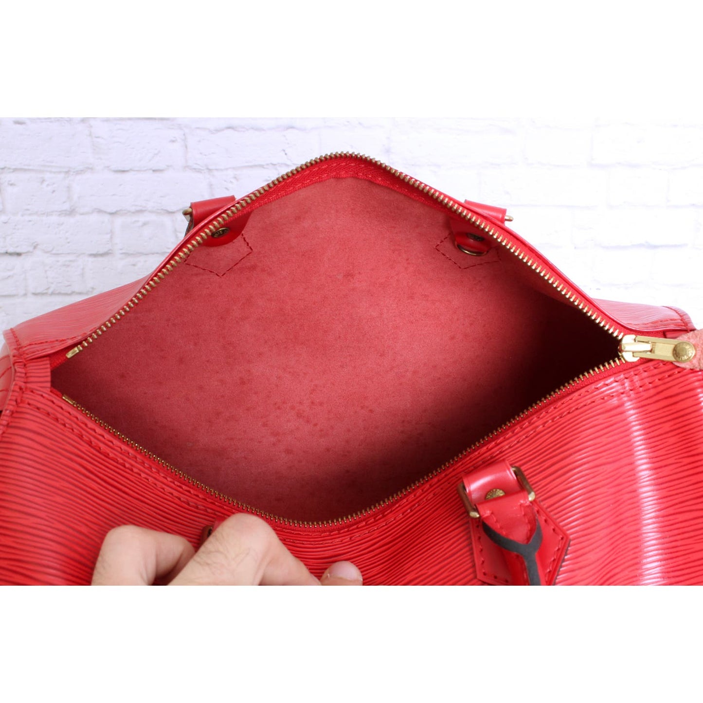 Louis Vuitton Speedy 30 Red Epi Satchel