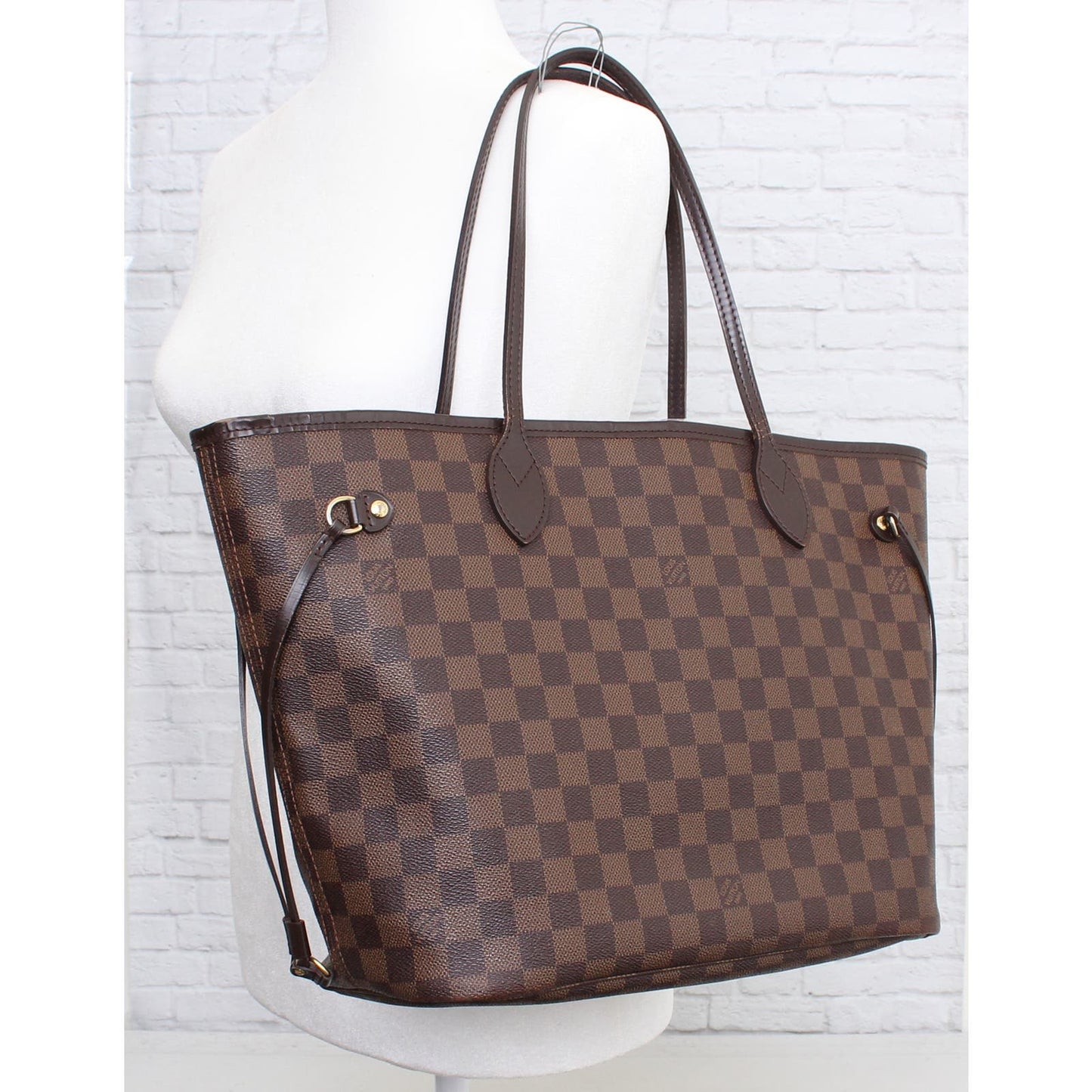 Louis Vuitton Neverfull MM Damier Ebene Tote Cherry Shoulder Handbag