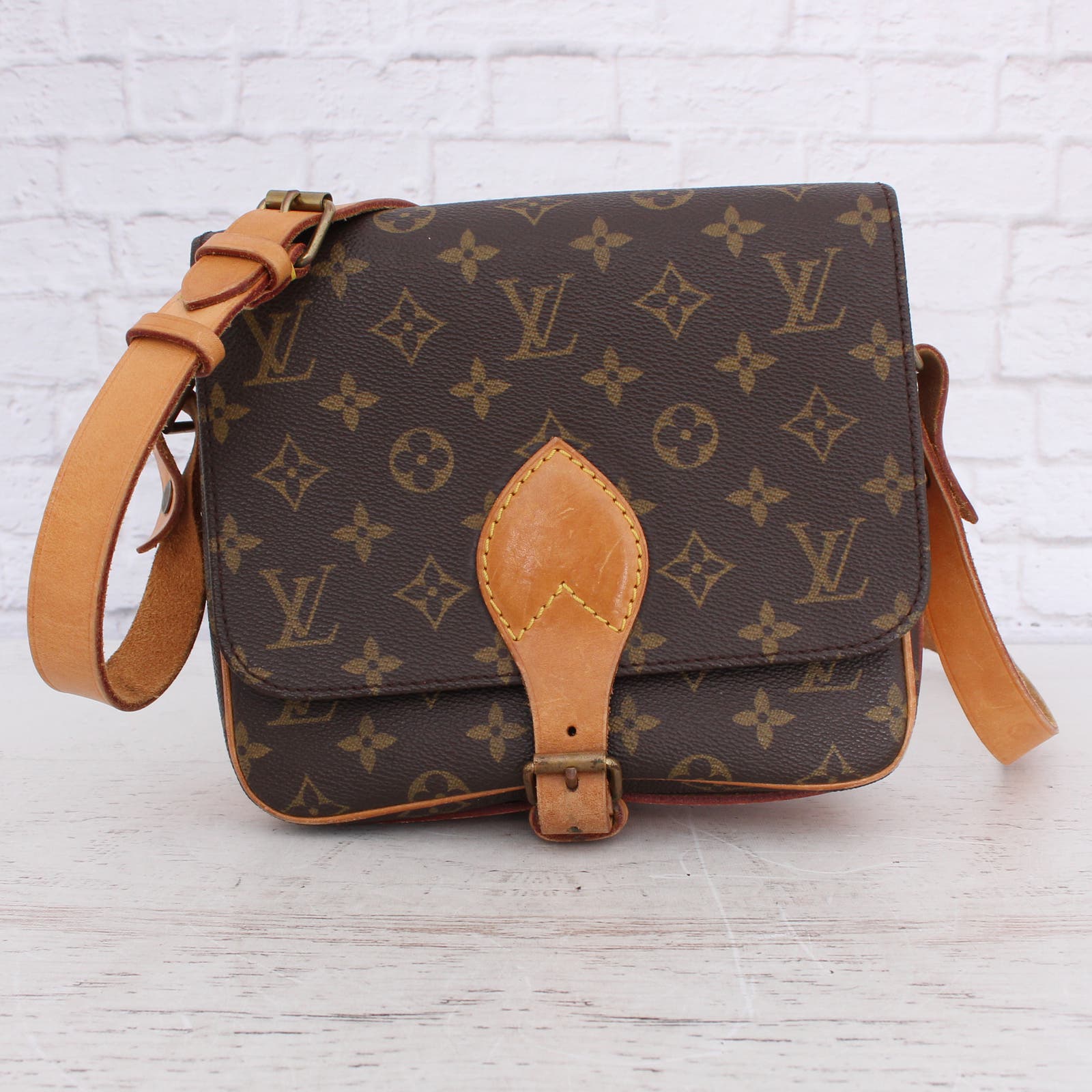 Louis Vuitton Cartouchiere MM Monogram Crossbody Shoulder Bag Leather