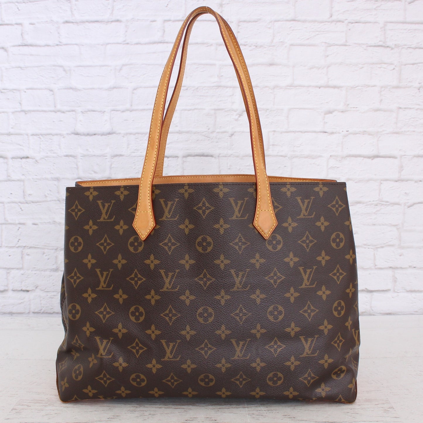 Louis Vuitton Wilshire MM Monogram Tote Shoulder Satchel Purse Brown