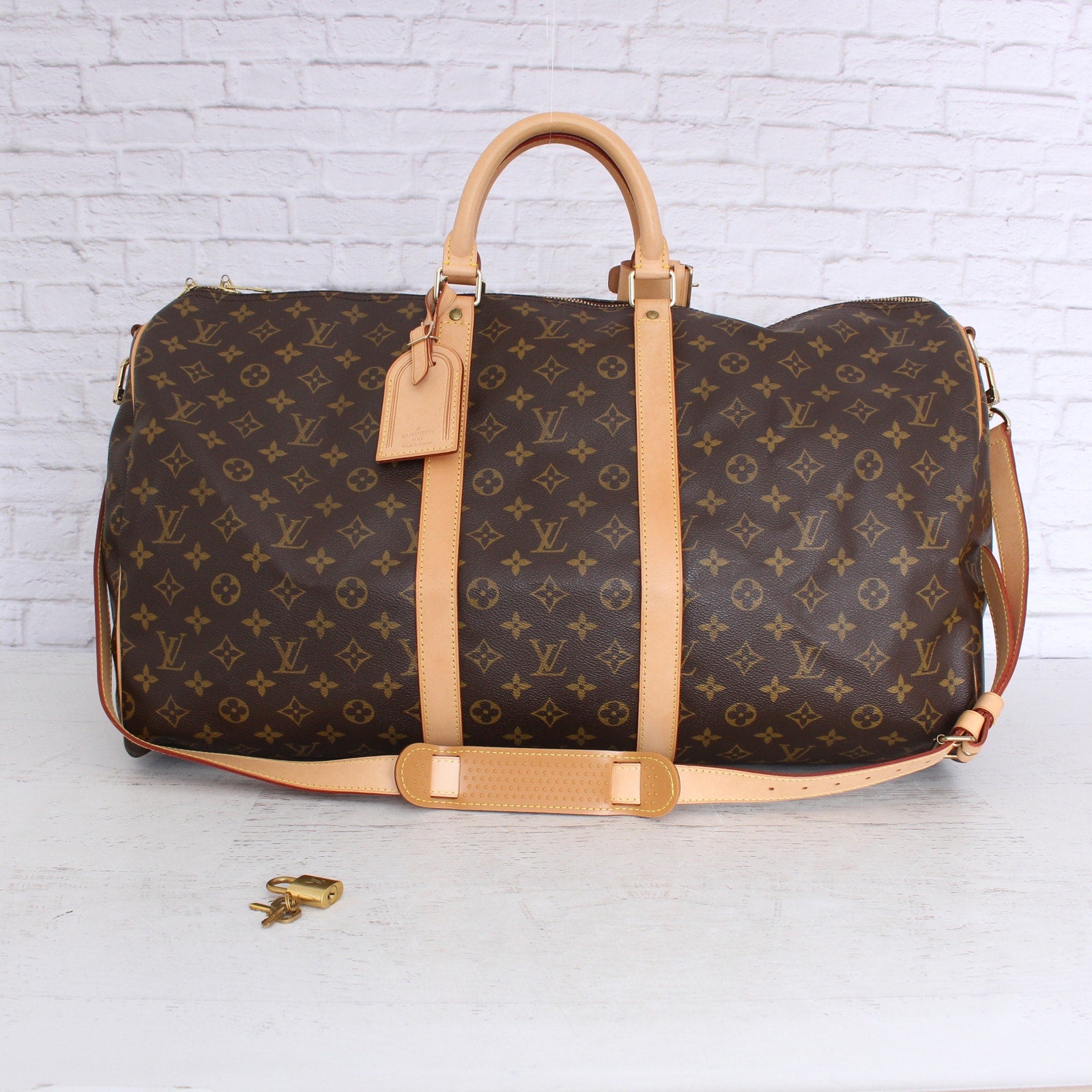 Louis Vuitton Keepall Bandouliere 55 Messenger Monogram Brown Handbag