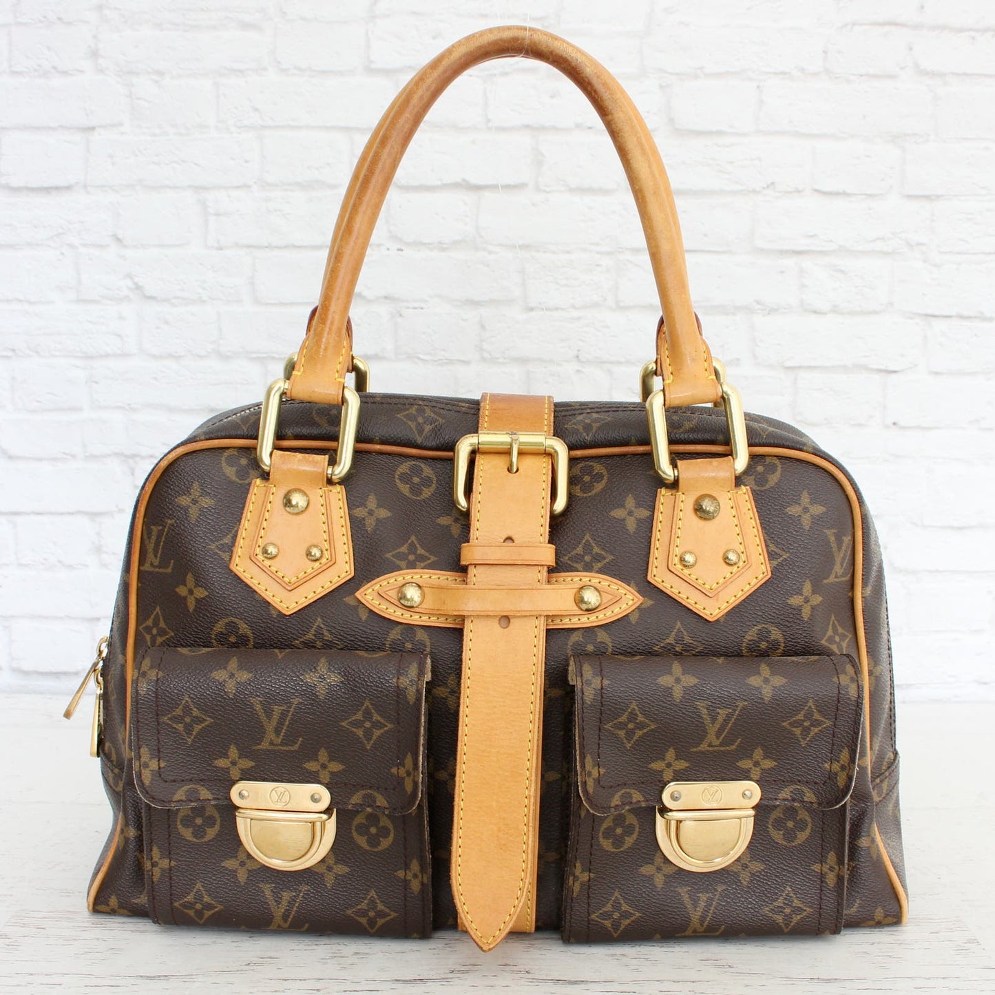 Louis Vuitton Manhattan GM Monogram Shoulder Bag Satchel Purse Zip LV