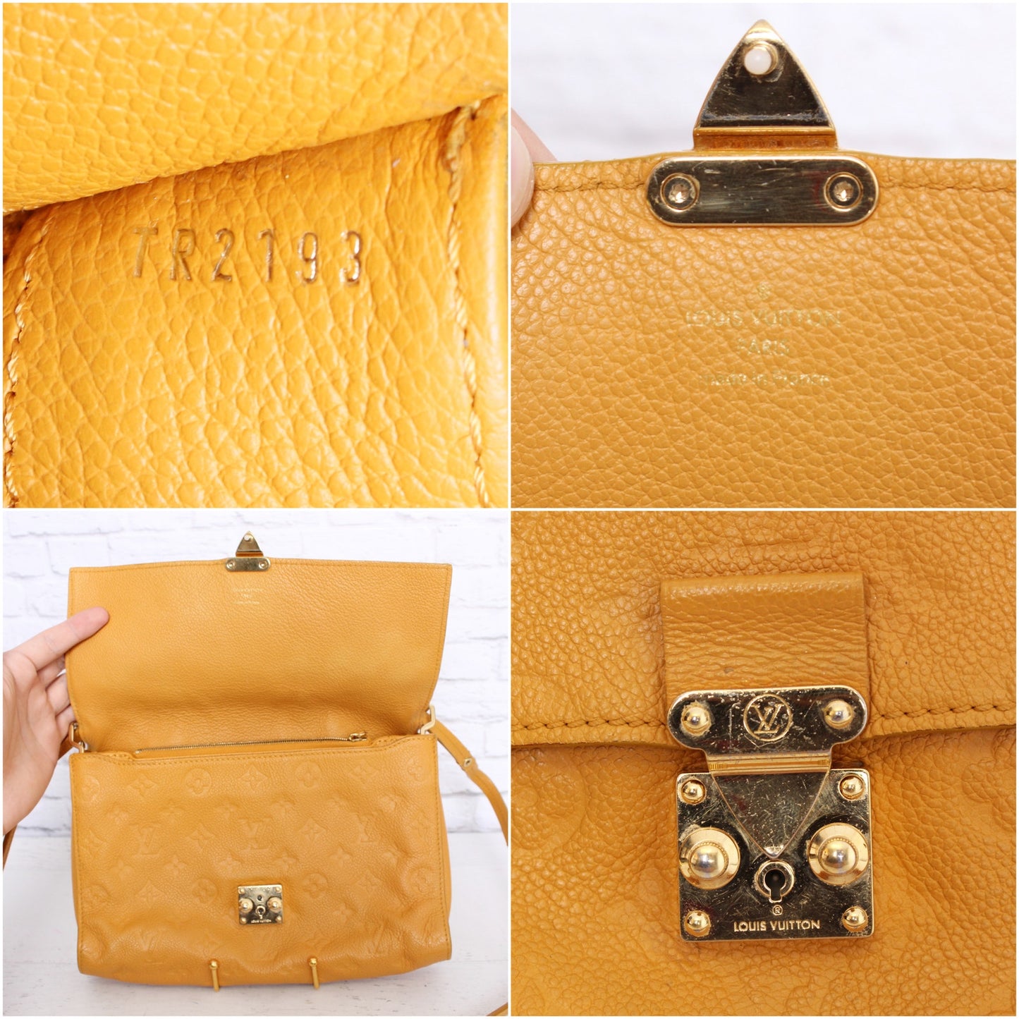 Louis Vuitton Fascinante Yellow Empreinte Crossbody Women Purse Handbag A5095