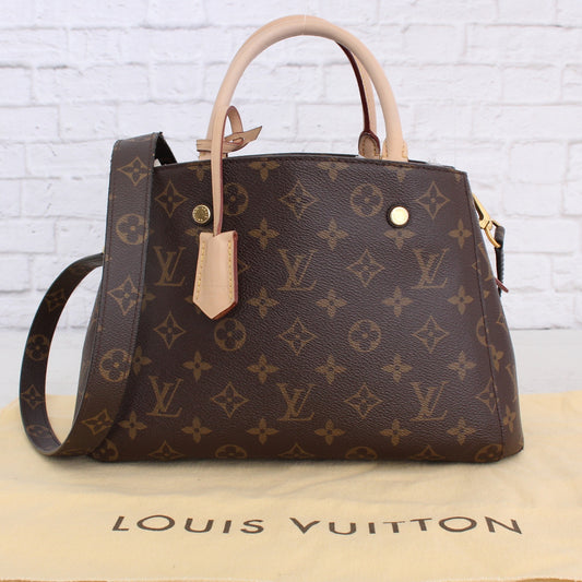 Louis Vuitton Montaigne BB Monogram Bag Satchel Purse Lock Keys Canvas