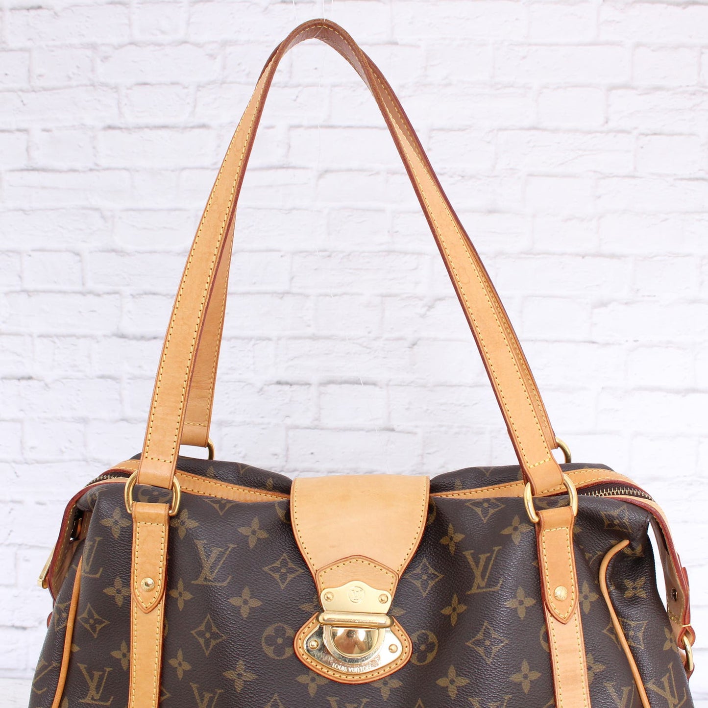 Louis Vuitton Stresa PM Shoulder Bag Monogram Handbag Canvas Brown Zip