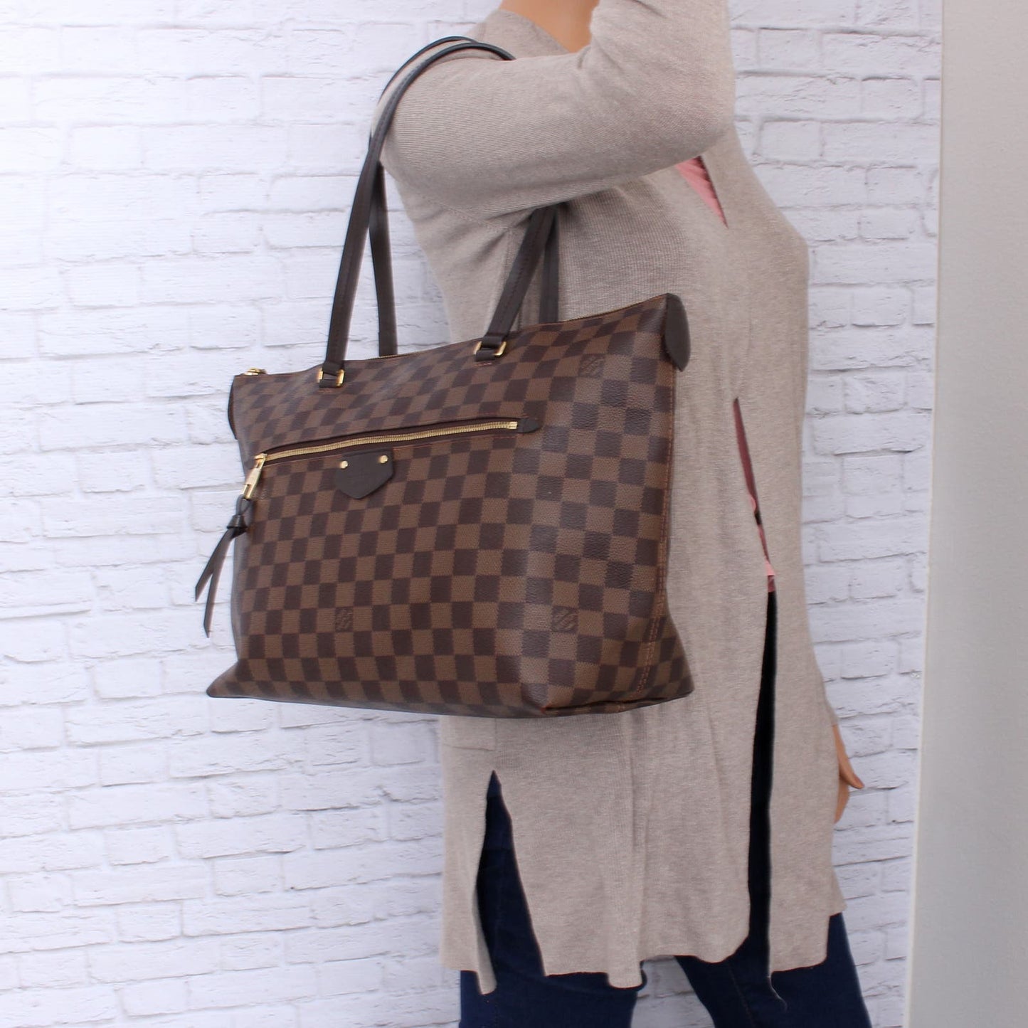 Louis Vuitton Iena MM Tote Damier Ebene Shoulder Bag