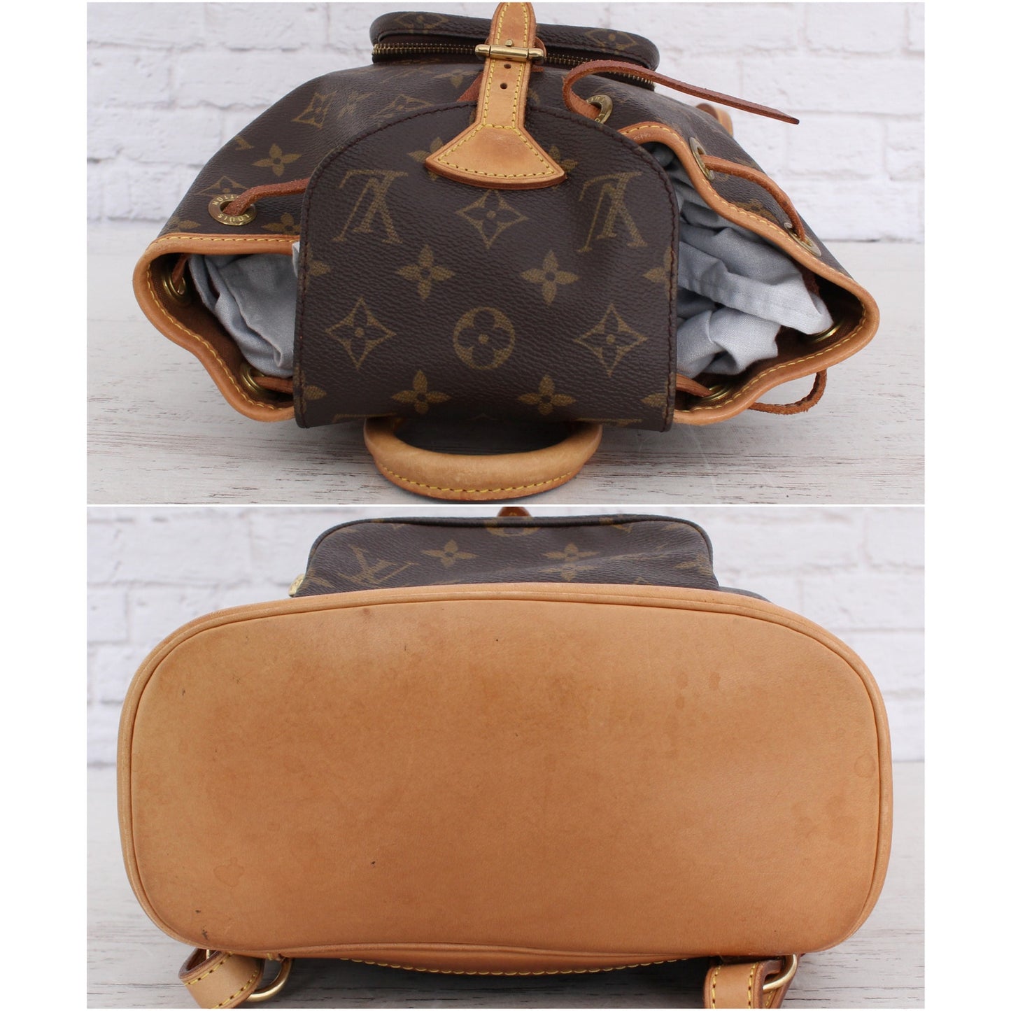 Louis Vuitton Montsouris PM Backpack Monogram Brown Handbag Leather LV