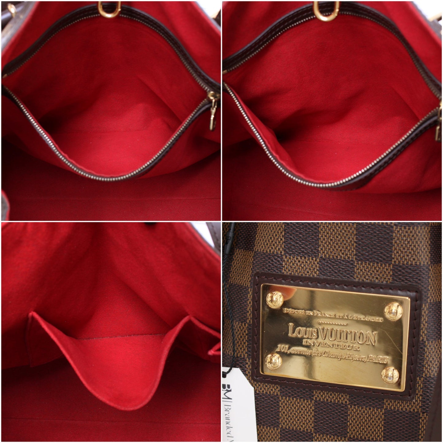 Louis Vuitton Hampstead MM Damier Ebene Tote Brown Shoulder Purse Handbag A3393
