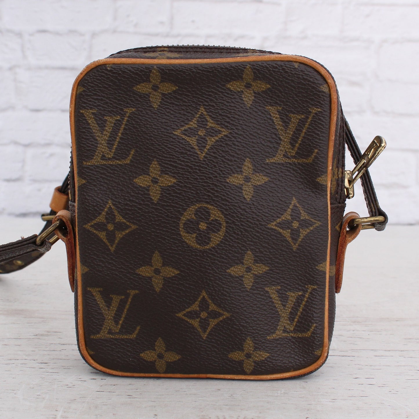 Louis Vuitton Mini Danube Crossbody Monogram Bag Shoulder Purse Leather