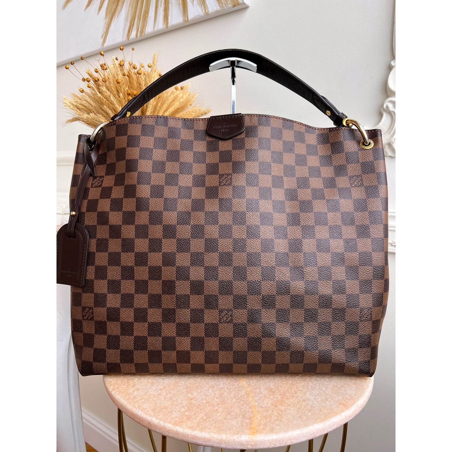 Authentic Louis Vuitton Graceful GM Damier Ebene Tote Shoulder Bag