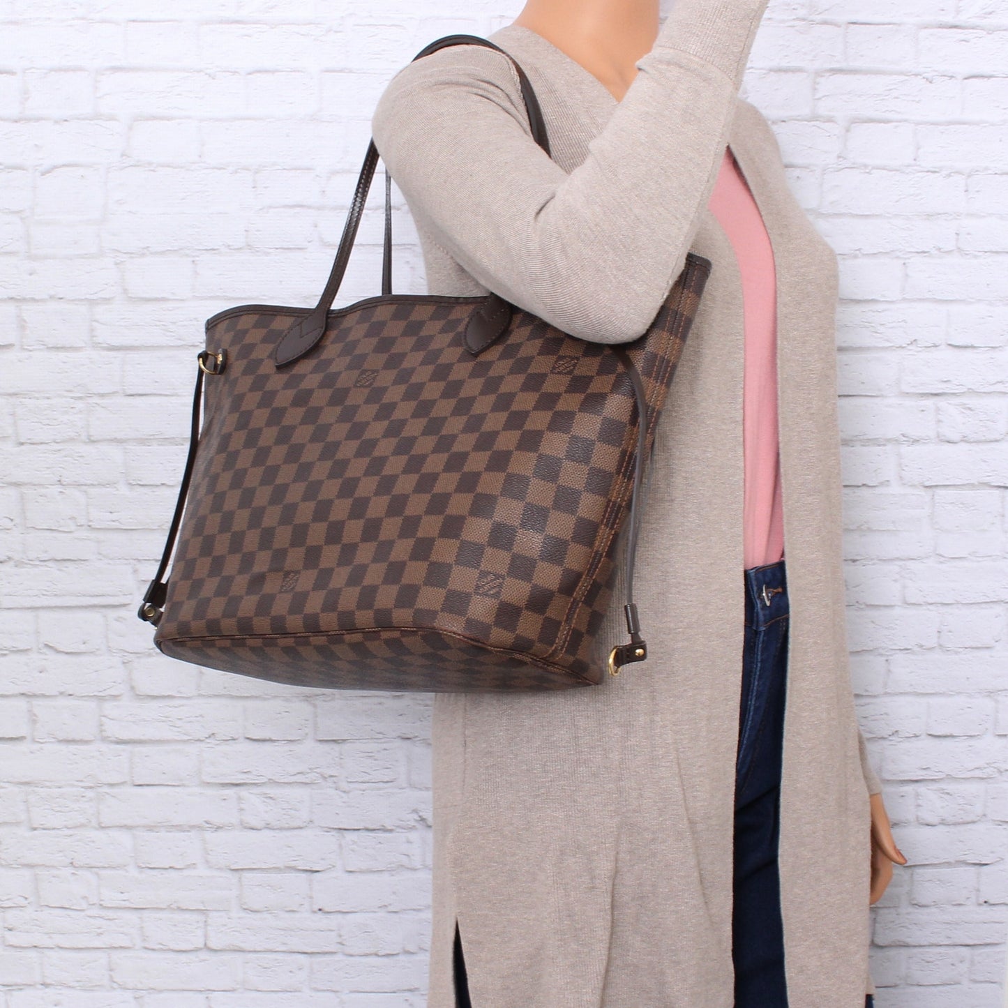 Louis Vuitton Neverfull MM Damier Ebene Leather Tote