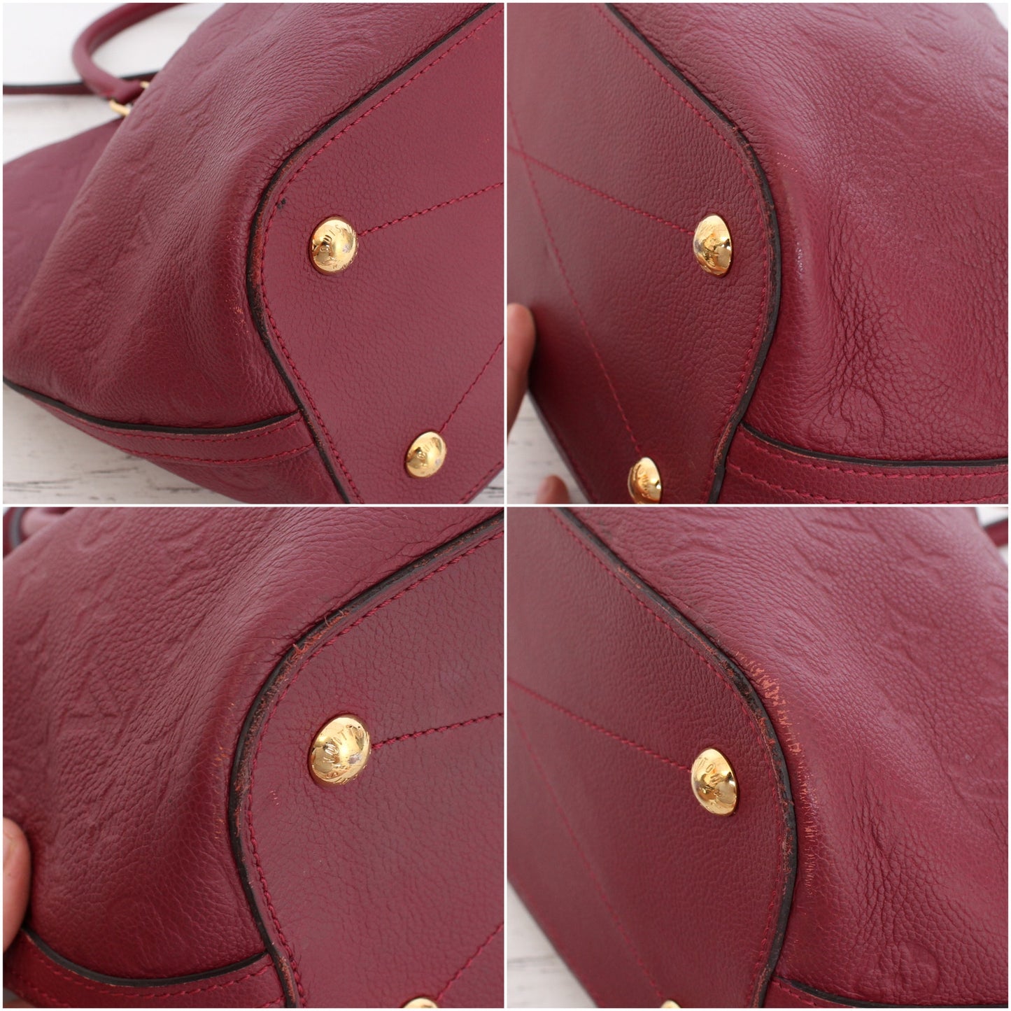 Louis Vuitton Mazarine MM Crossbody Purple Empreinte Satchel Handbag Purse A3689