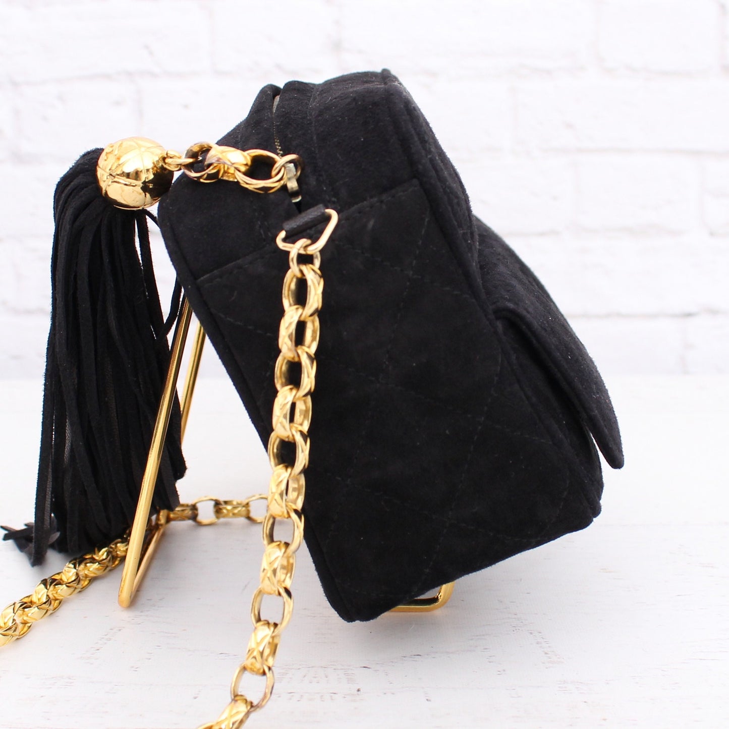 Chanel CC Camera Bag Black Suede Leather Crossbody and Shoulder Purse A3123