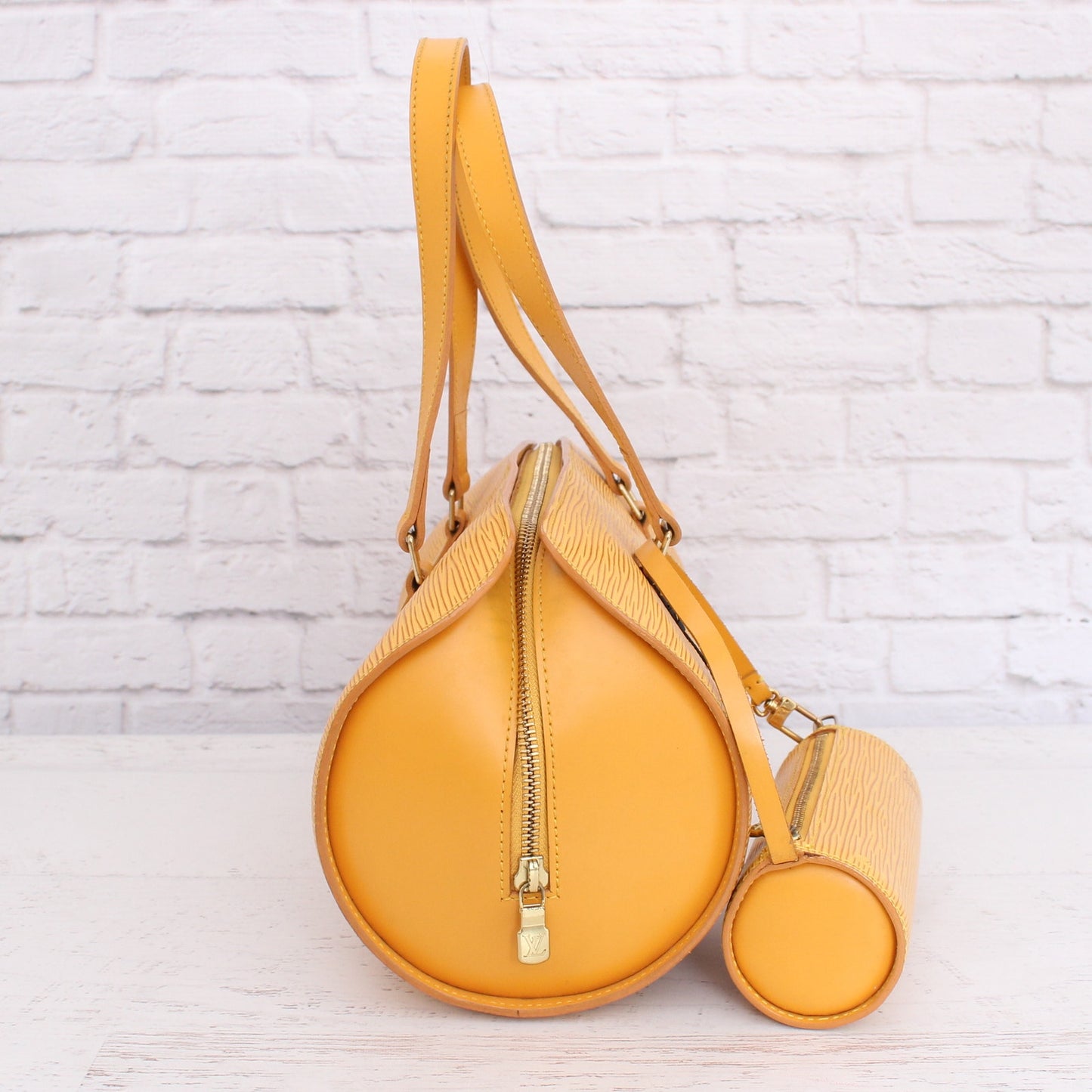 Louis Vuitton Papillon Soufflot with Pouch Yellow Epi Satchel Handbag A3905