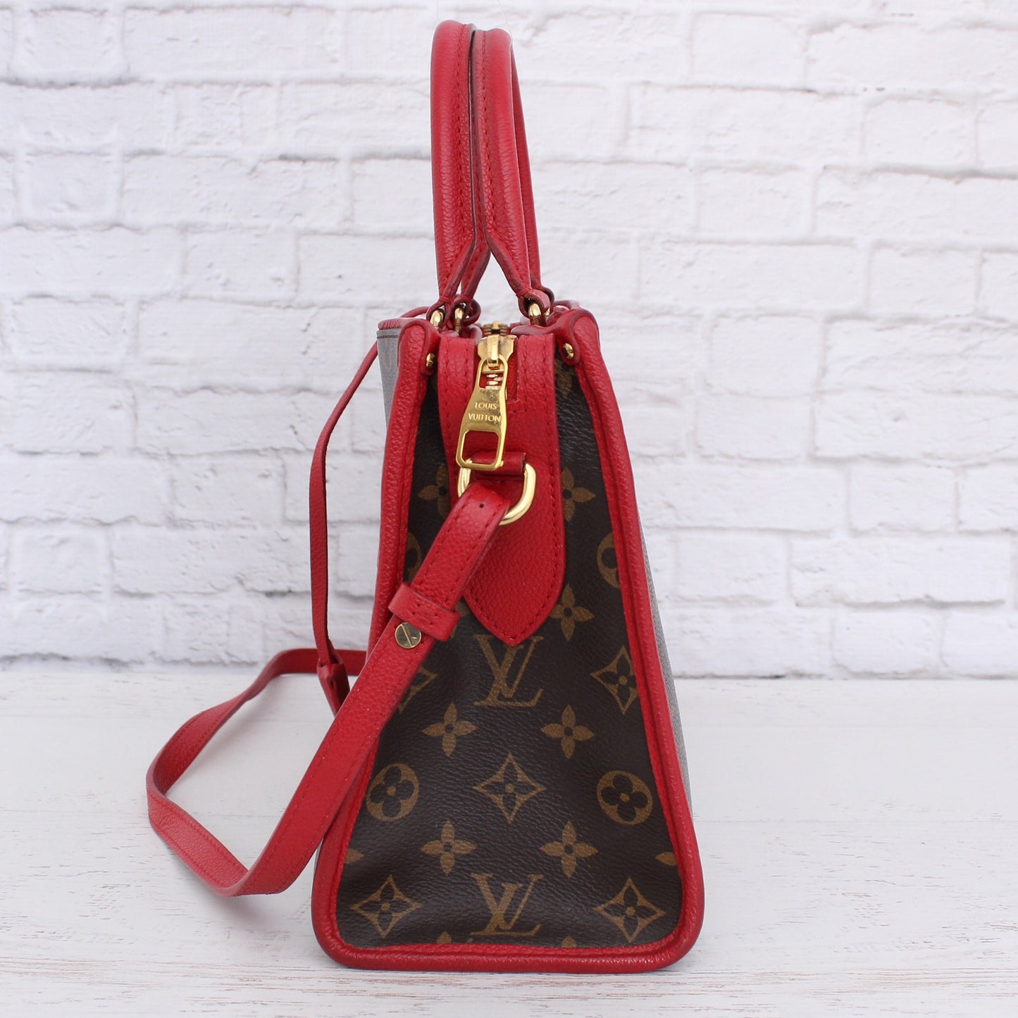 Louis Vuitton Popincourt PM Monogram Red Crossbody Shoulder Satchel