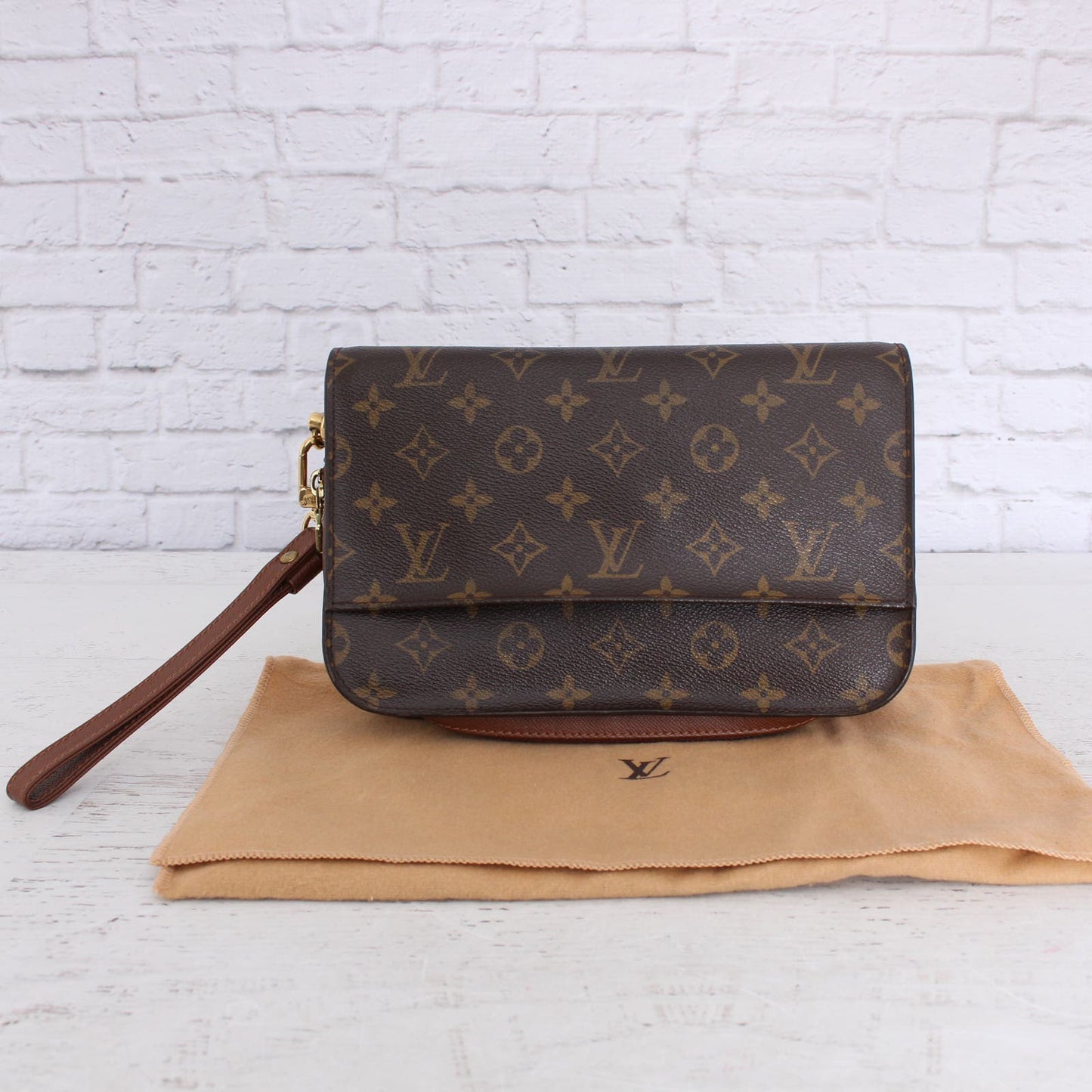 Louis Vuitton Orsay Pouch Monogram Leather Brown Women Handbag Clutch