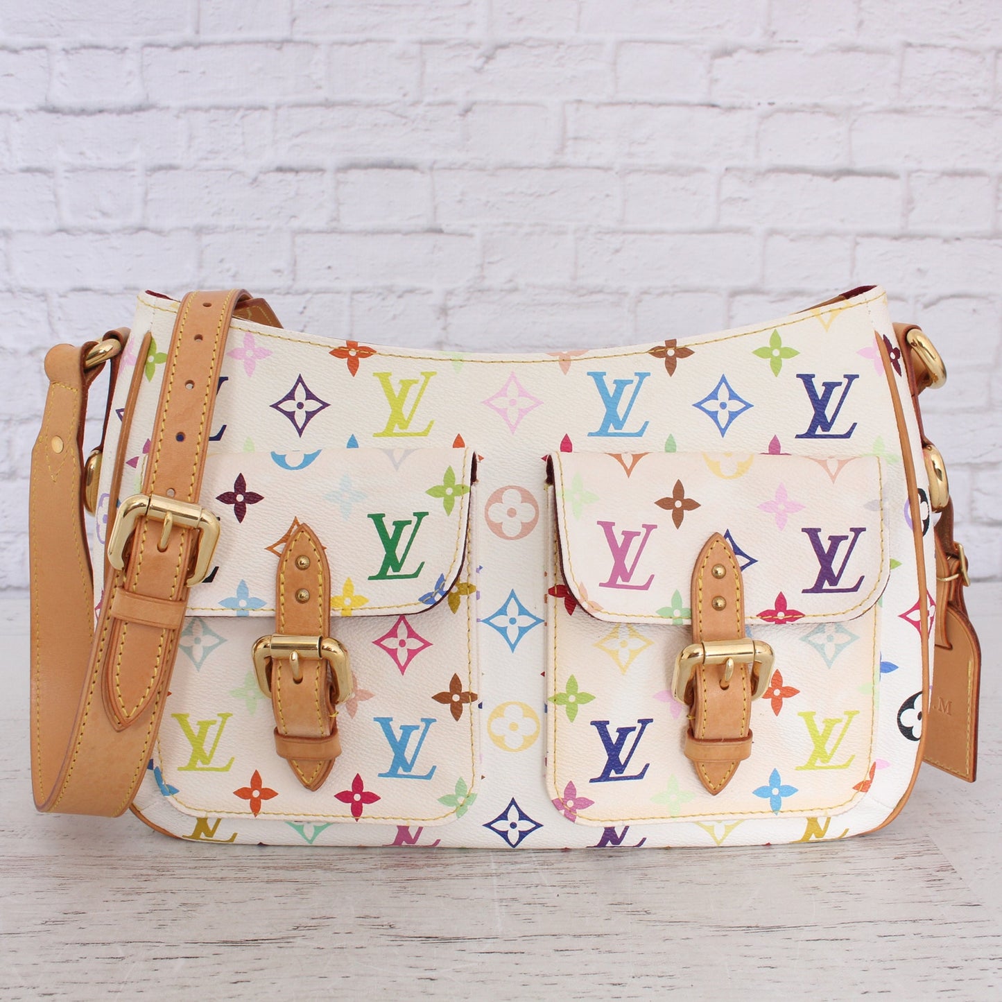 Louis Vuitton Lodge GM White Multicolor Crossbody Leather Shoulder Bag