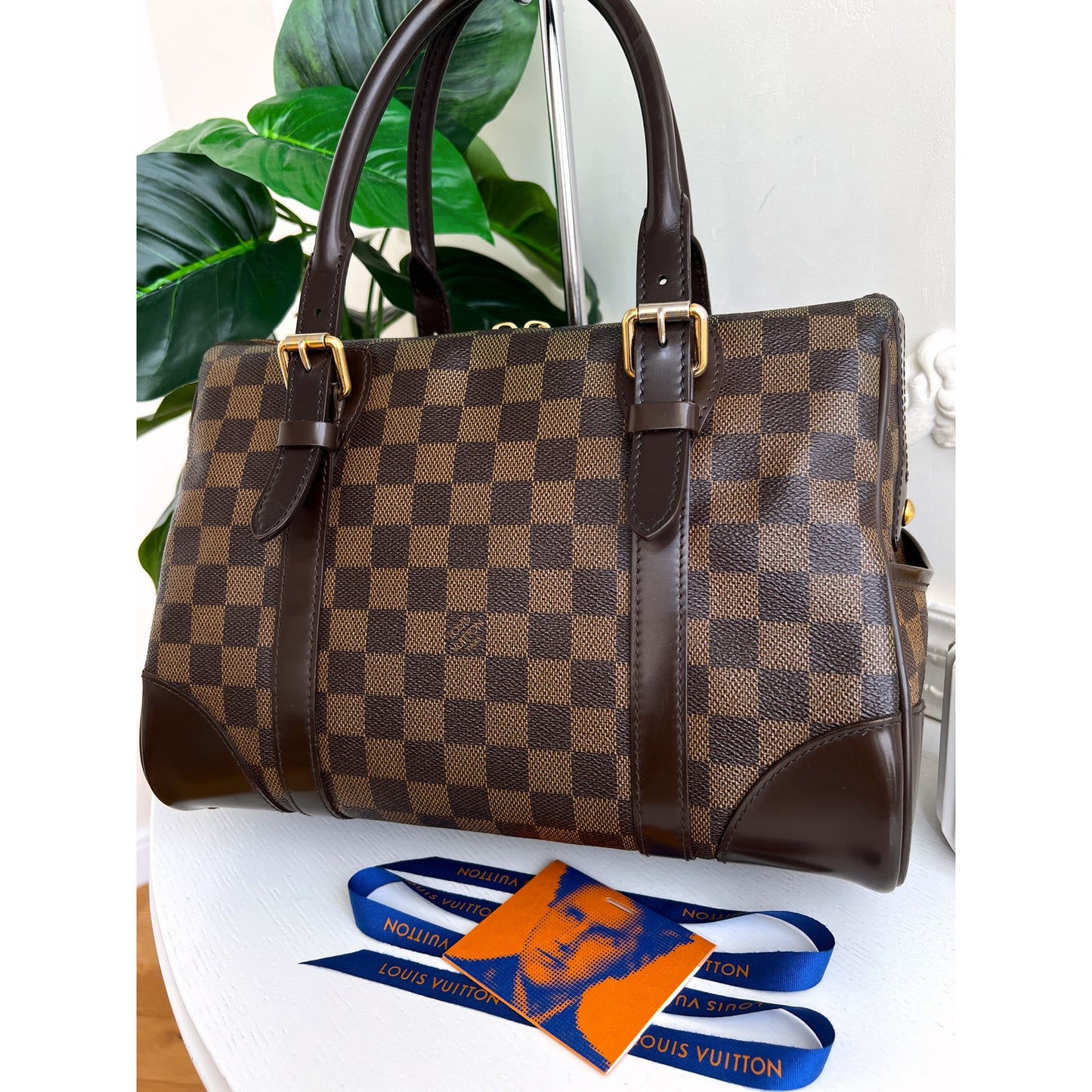 Authentic Louis Vuitton Berkeley Damier Ebene Satchel Handbag B0774