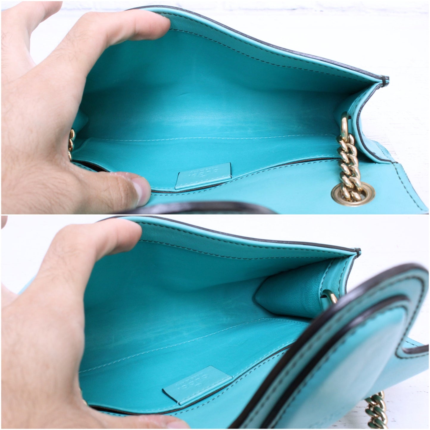 Gucci Emily Turquoise Calfskin Leather Crossbody and Shoulder Purse A4979