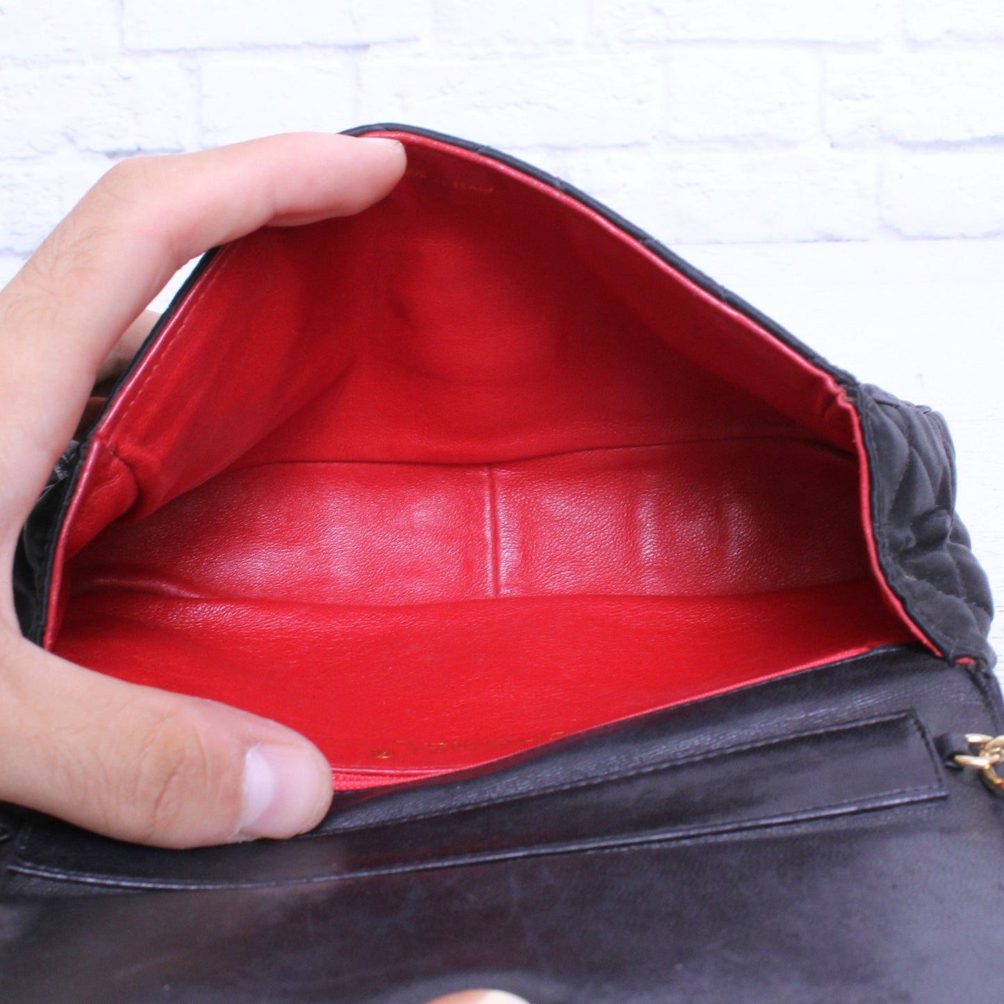 Chanel Single Flap Black Sating Nylon Shoulder Bag Purse Handbag A4838