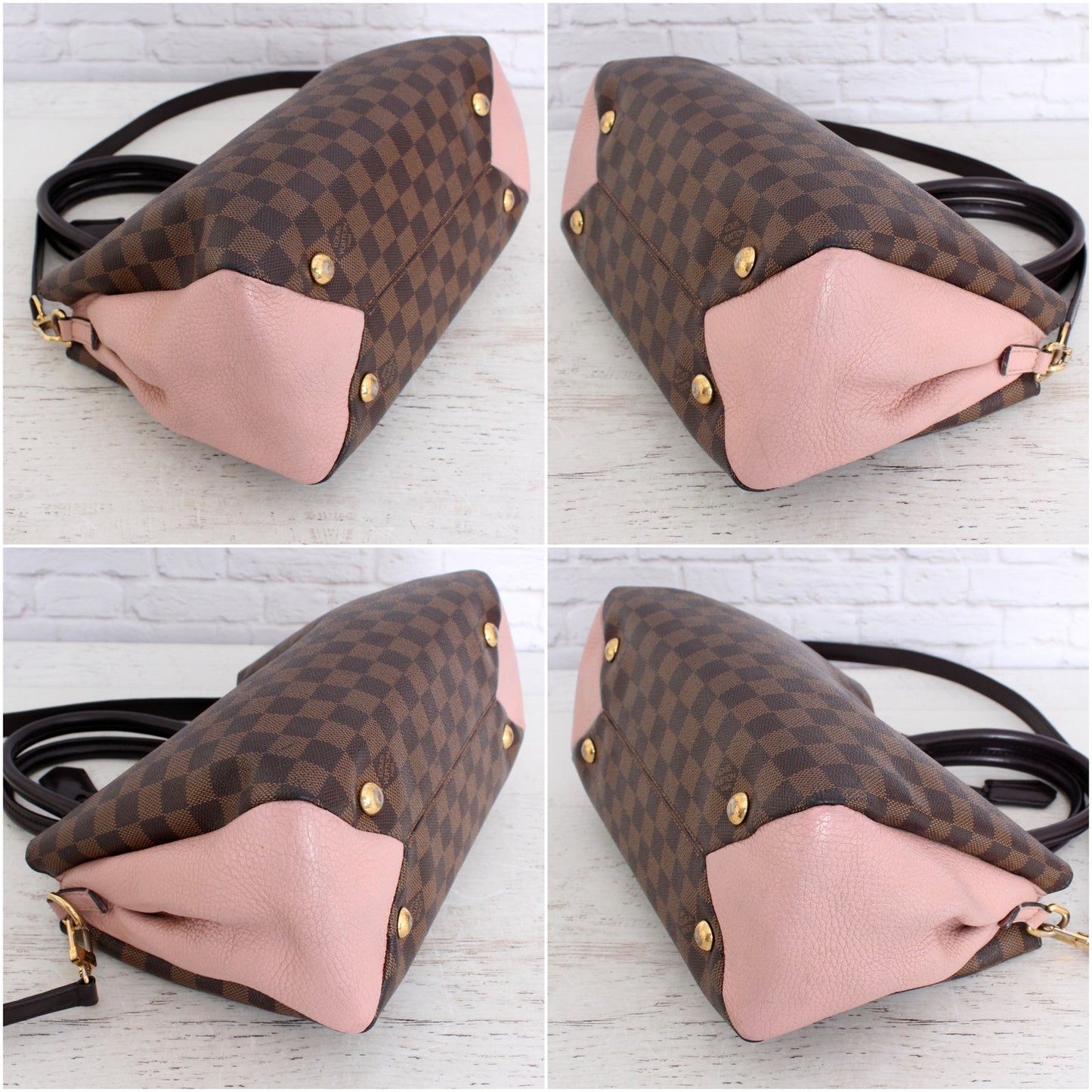 Louis Vuitton Brittany Satchel Damier Ebene Creme Taurillon Shoulder