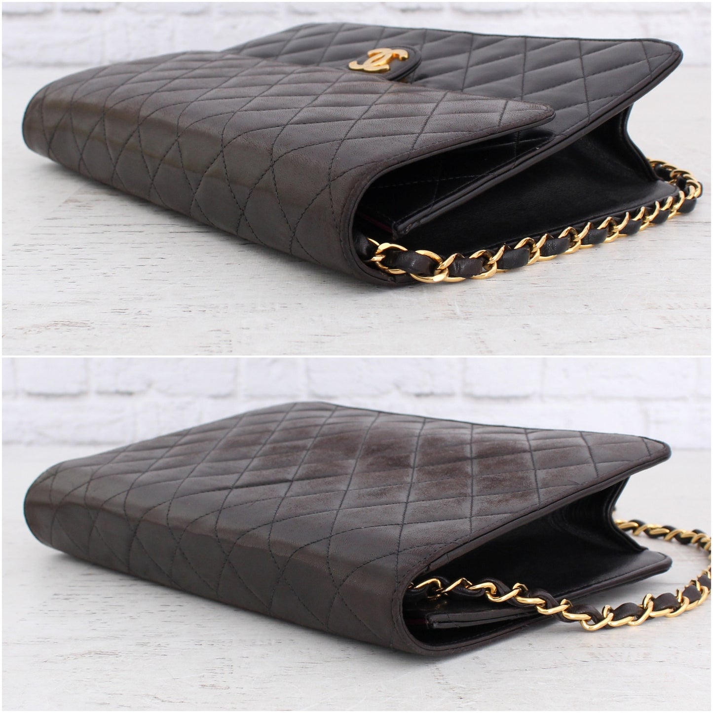 Chanel Full Flap Quilted Calfskin Vintage Black Leather Chain Bag