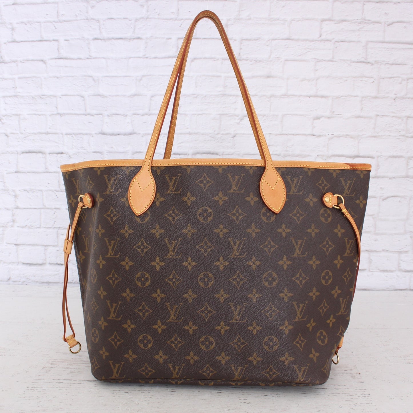 Louis Vuitton Neverfull MM Monogram Leather Tote Shoulder Purse Brown