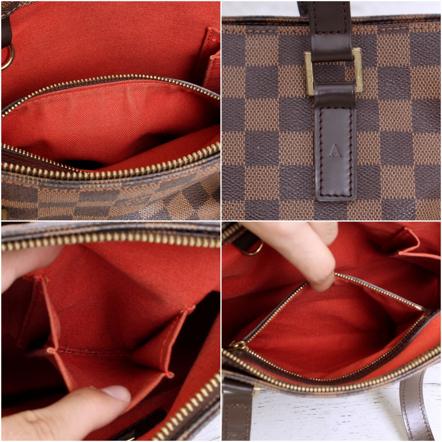 Louis Vuitton Cabas Piano Damier Ebene Tote Shoulder Bag Purse Brown