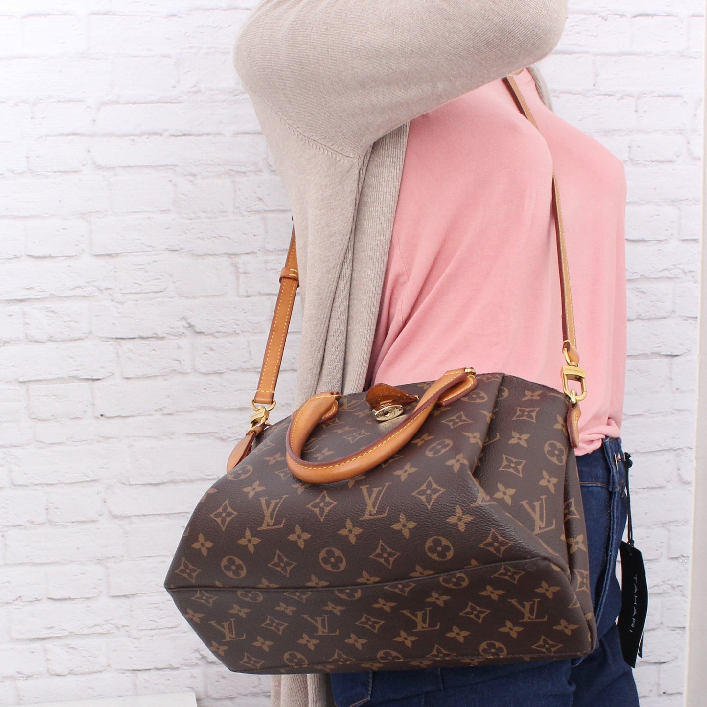 Louis Vuitton Rivoli PM Crossbody Monogram Canvas Satchel Brown Handbag A3573