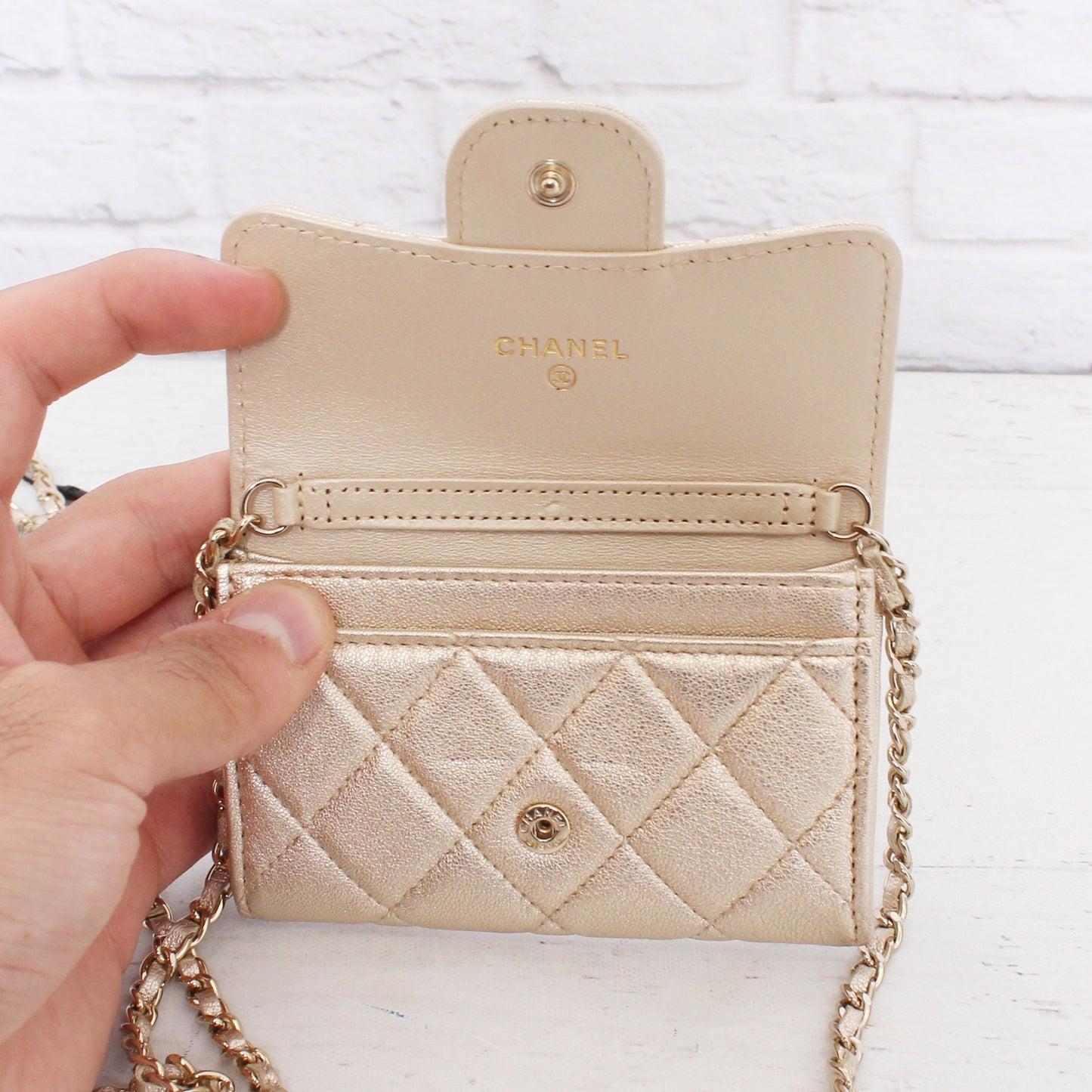Chanel Classic Single Flap Gold Lambskin Leather Shoulder Crossbody Purse A4603