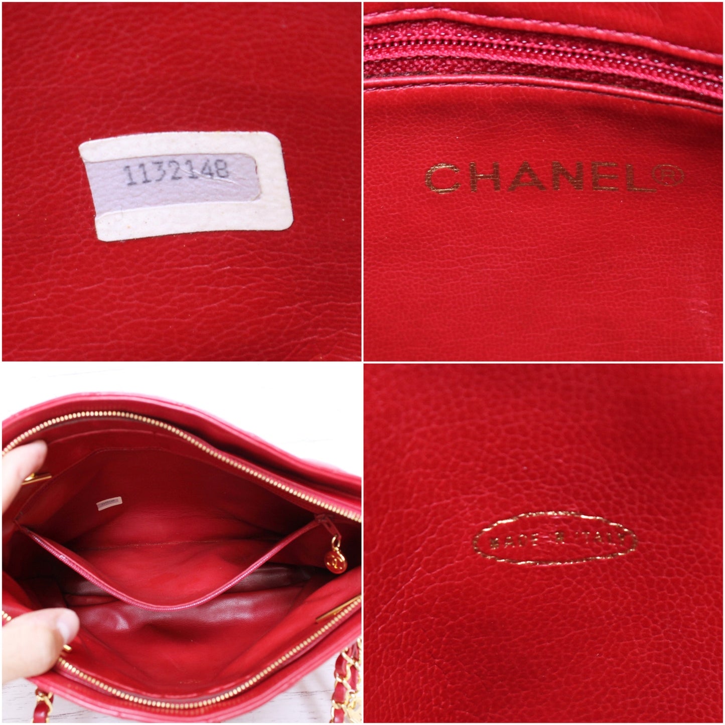 Chanel Chain Tote Red Lambskin Leather Shoulder Bag Handbag Purse A4604