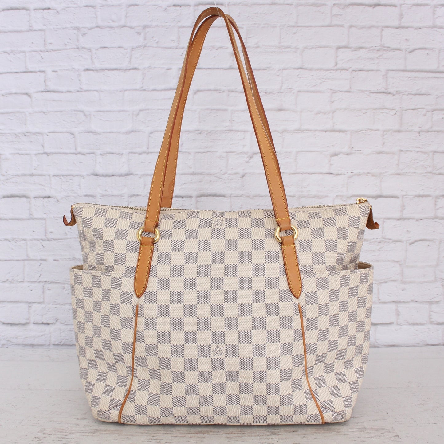 Louis Vuitton Totally MM Damier Azur Tote Shoulder Purse Handbag Canvas