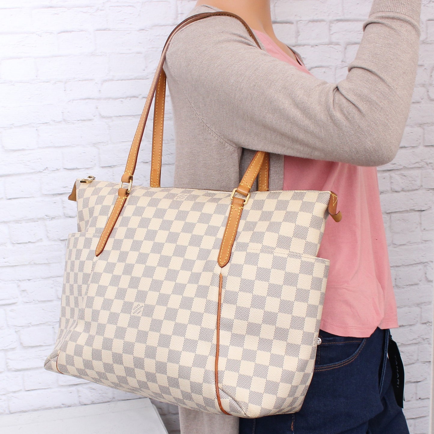 Louis Vuitton Totally MM Damier Azur Tote Shoulder Purse Handbag Leather A5631