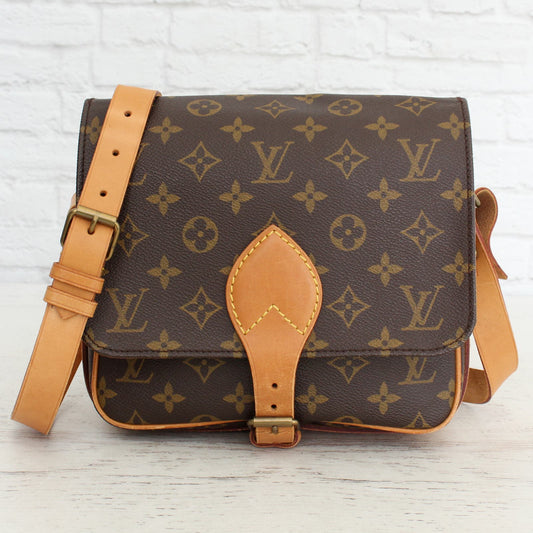 Louis Vuitton Cartouchiere MM Monogram Crossbody Shoulder Bag Leather