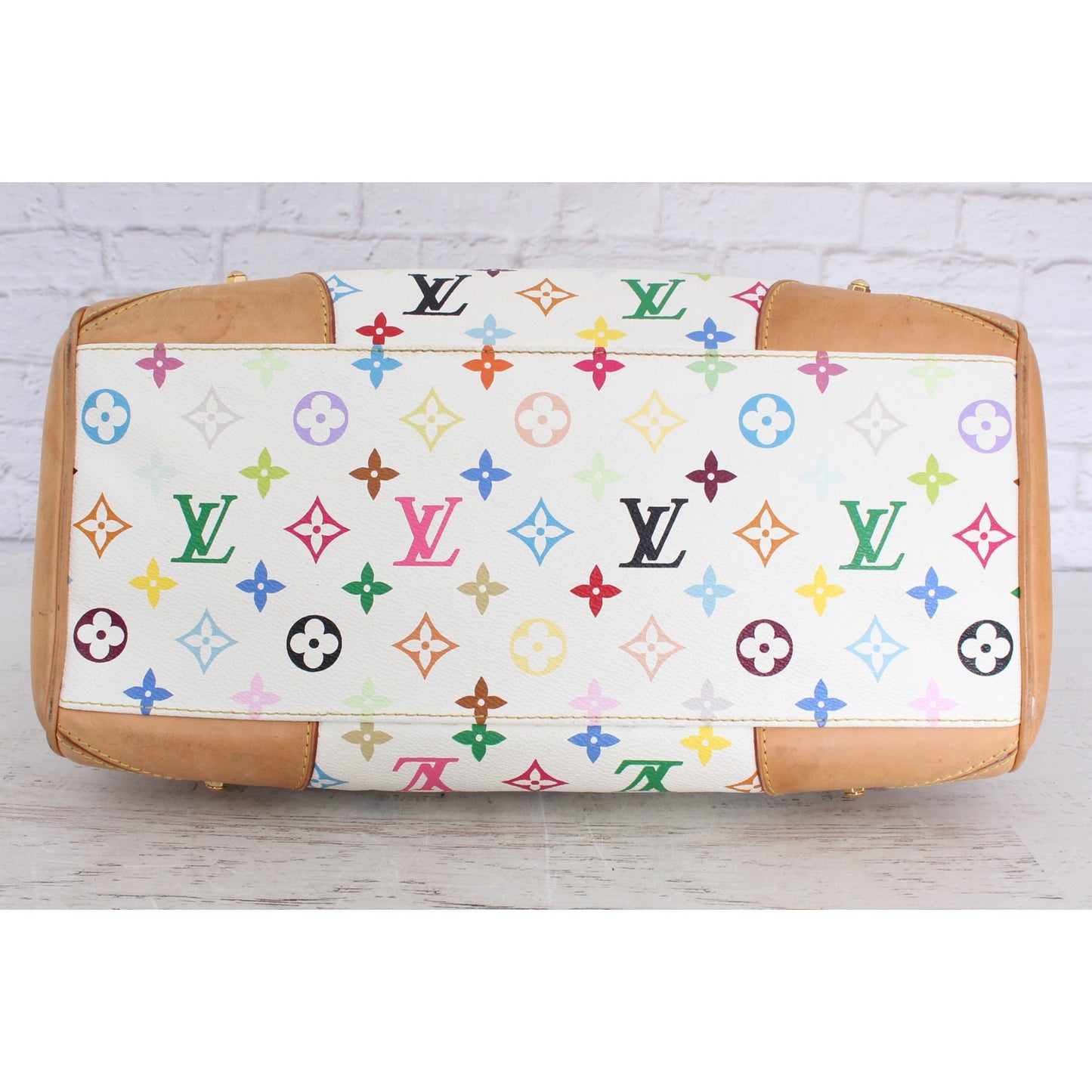 Louis Vuitton Claudia White Multicolor Shoulder Bag Tote Large Leather