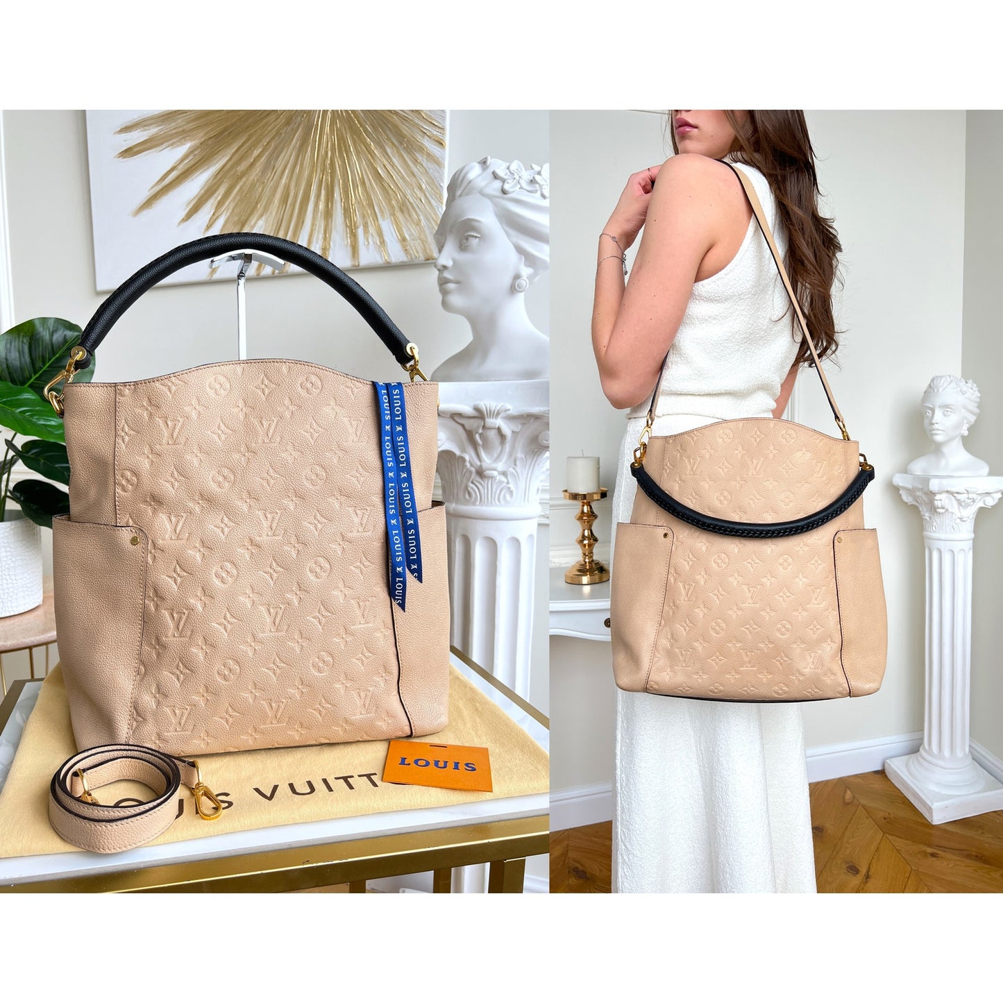 Louis Vuitton Bagatelle Beige Empreinte Shoulder Bag