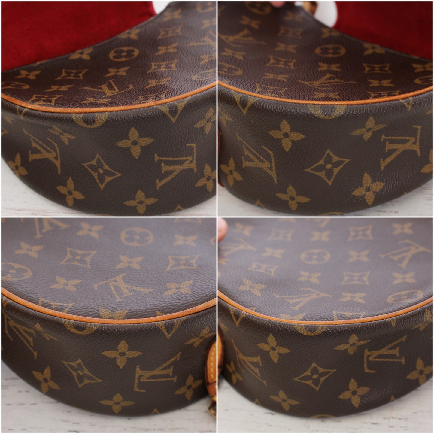 Louis Vuitton Tambourine Monogram Crossbody Shoulder Handbag Brown Leather A5650