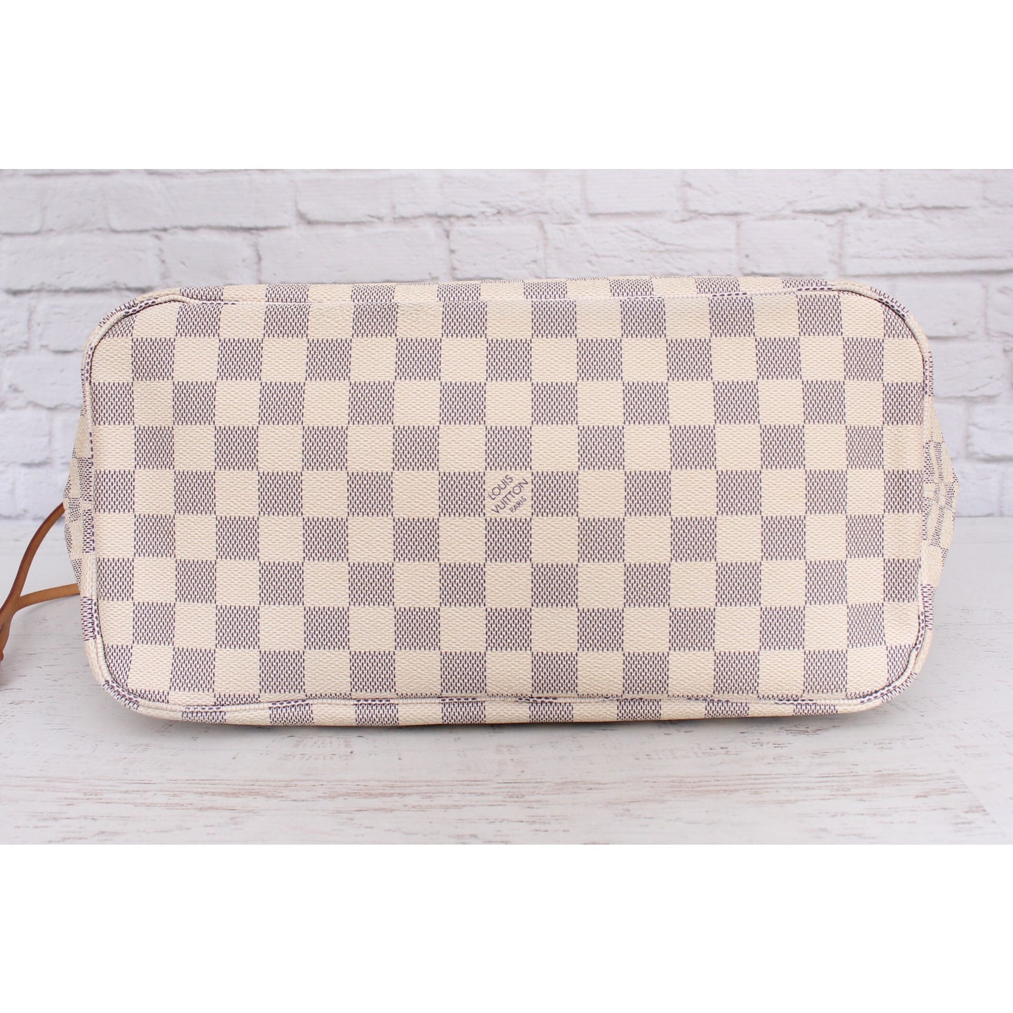 Louis Vuitton Neverfull MM Damier Azur Tote Shoulder Purse White Handbag A5147